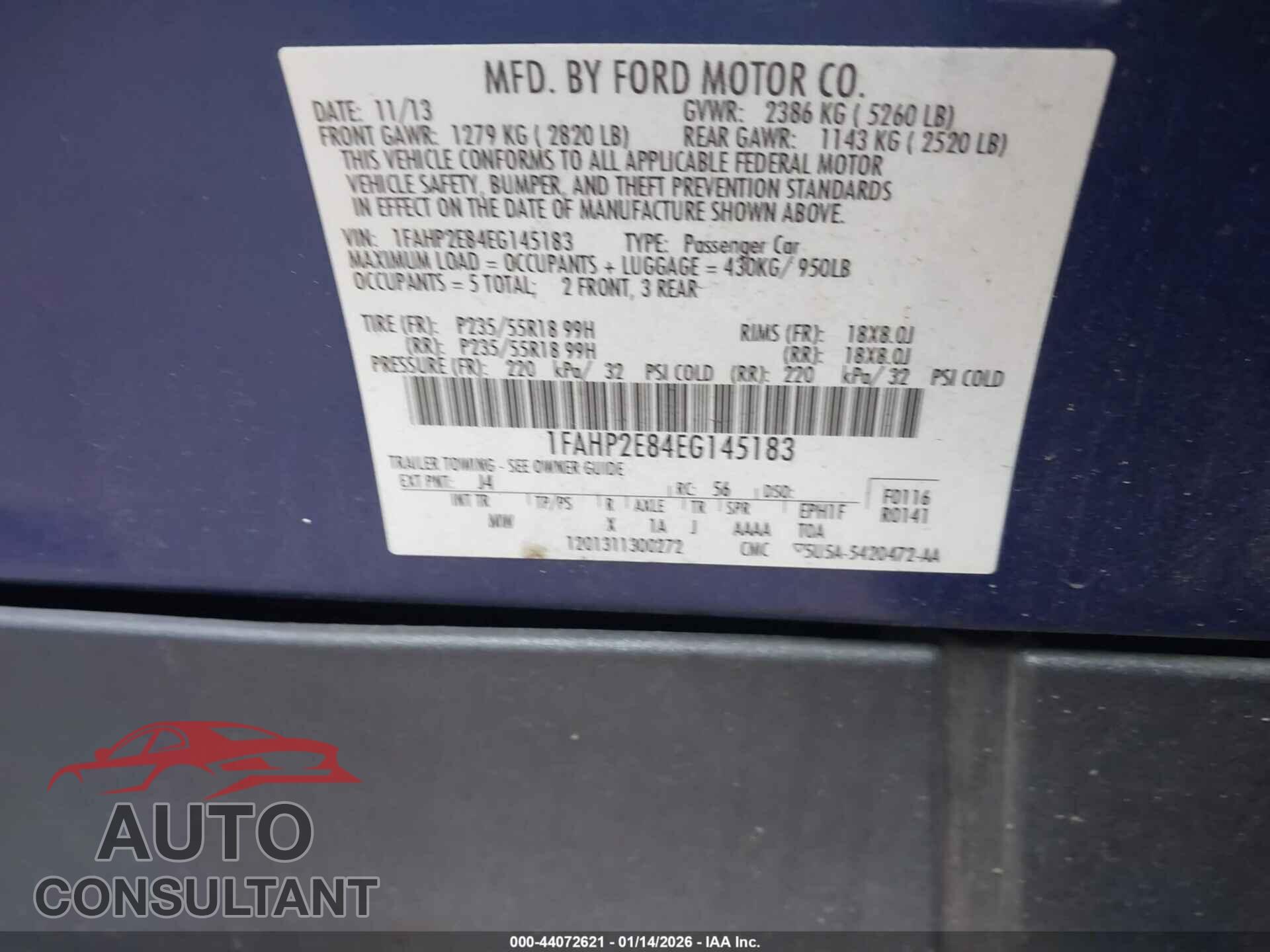FORD TAURUS 2014 - 1FAHP2E84EG145183