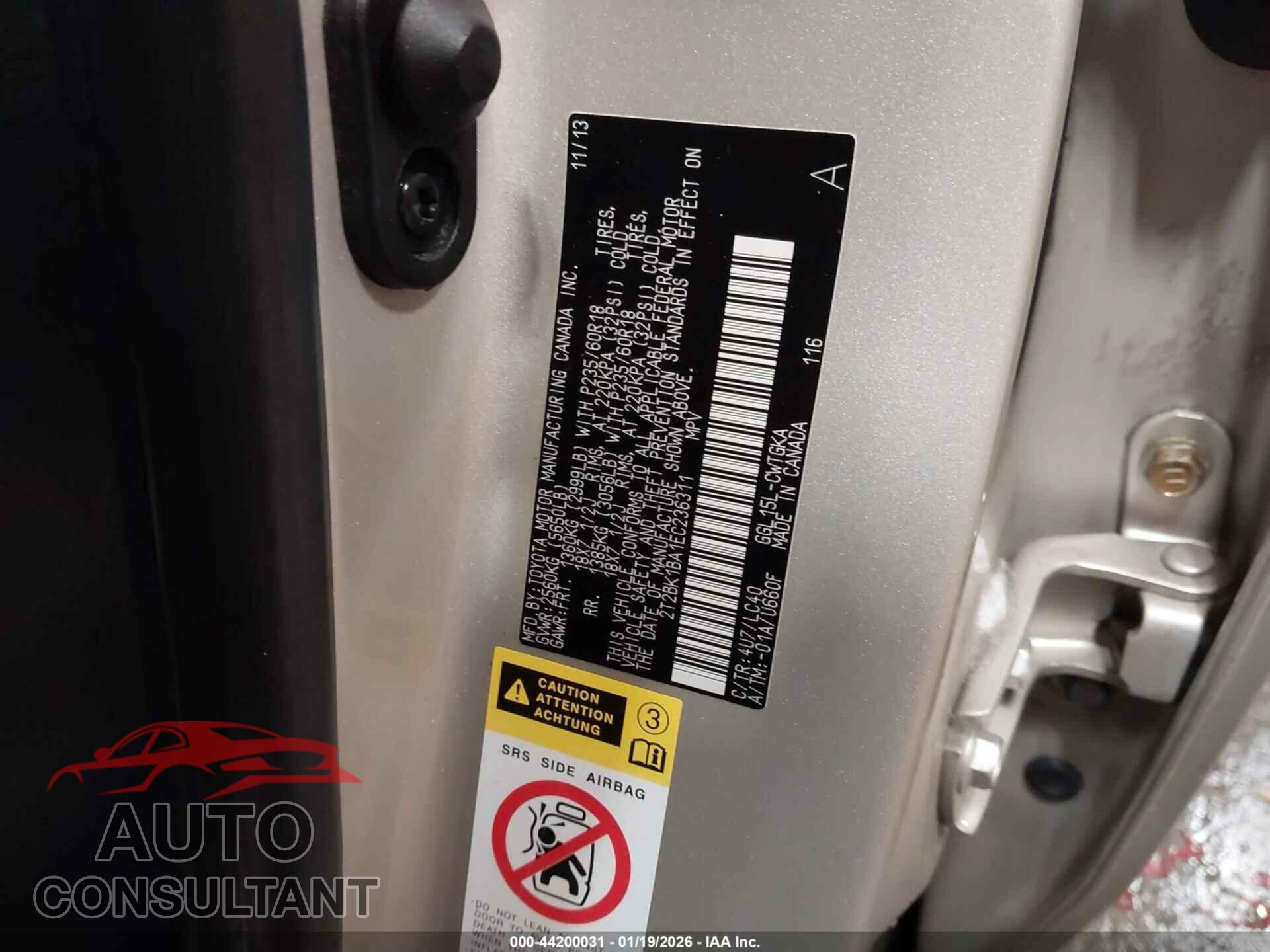 LEXUS RX 350 2014 - 2T2BK1BA1EC236311