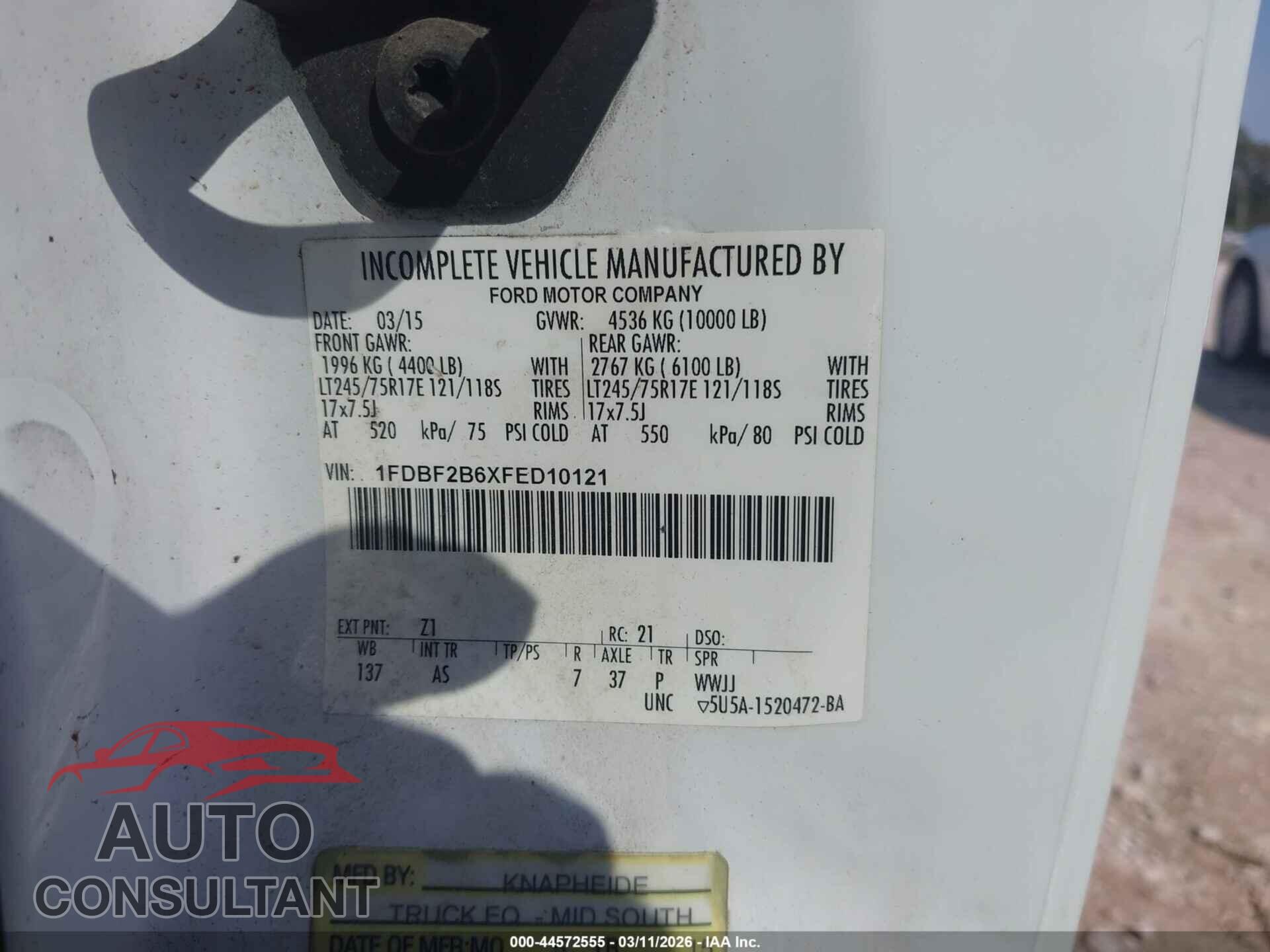FORD F-250 2015 - 1FDBF2B6XFED10121