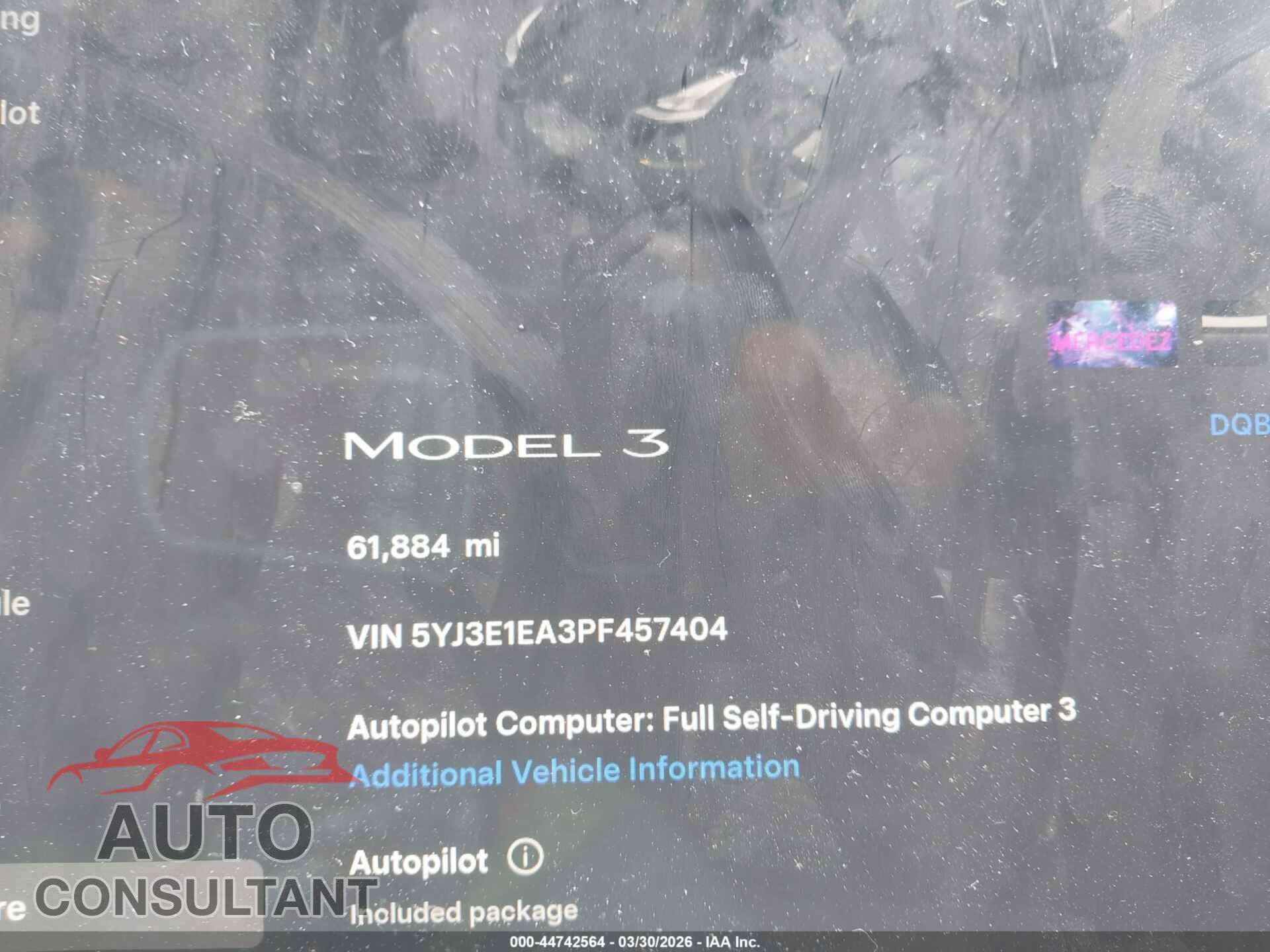 TESLA MODEL 3 2023 - 5YJ3E1EA3PF457404