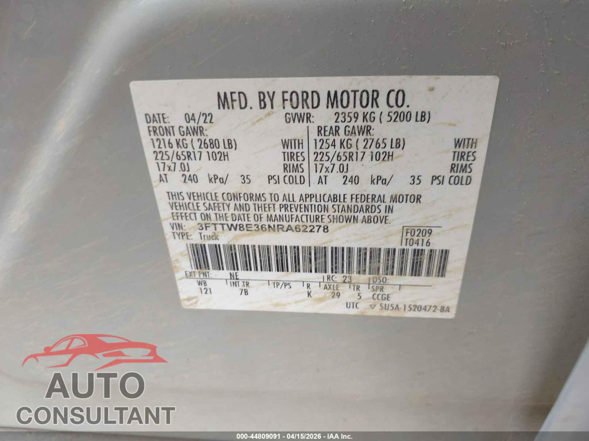 FORD MAVERICK 2022 - 3FTTW8E36NRA62278