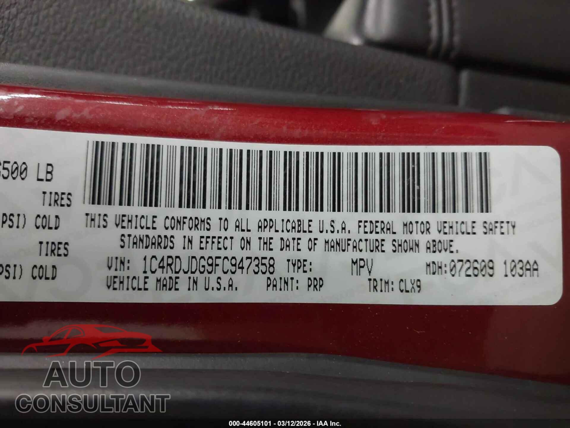 DODGE DURANGO 2015 - 1C4RDJDG9FC947358