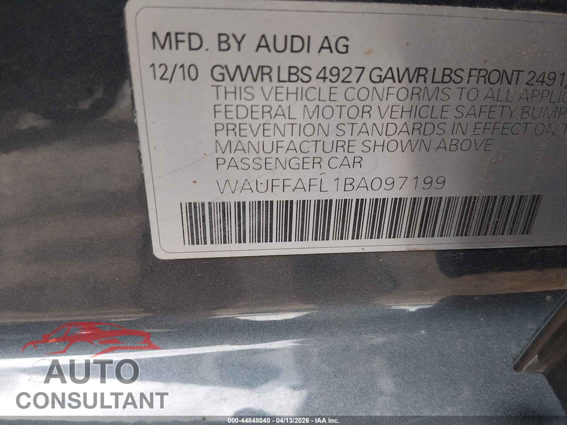 AUDI A4 2011 - WAUFFAFL1BA097199