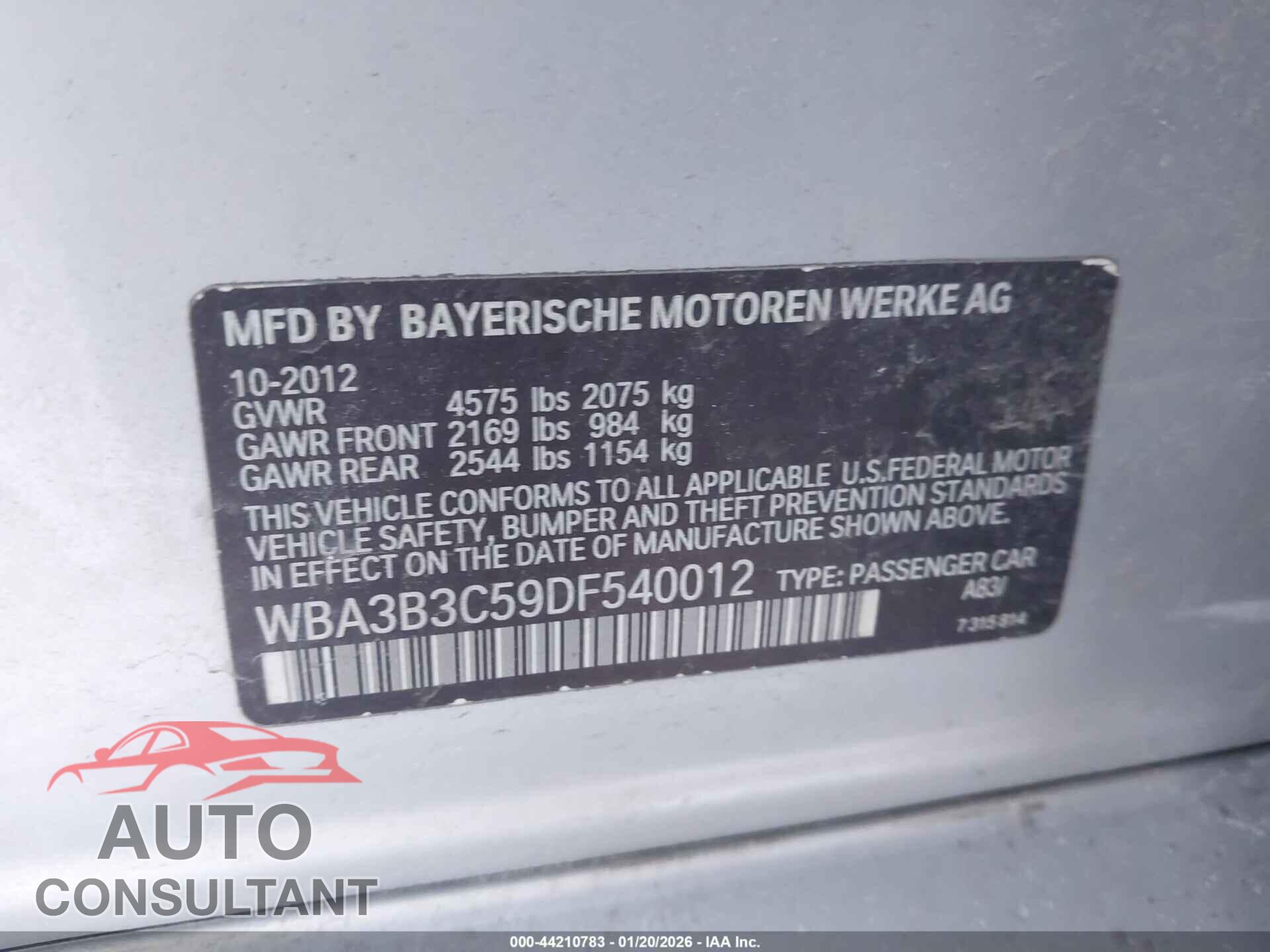 BMW 328I 2013 - WBA3B3C59DF540012