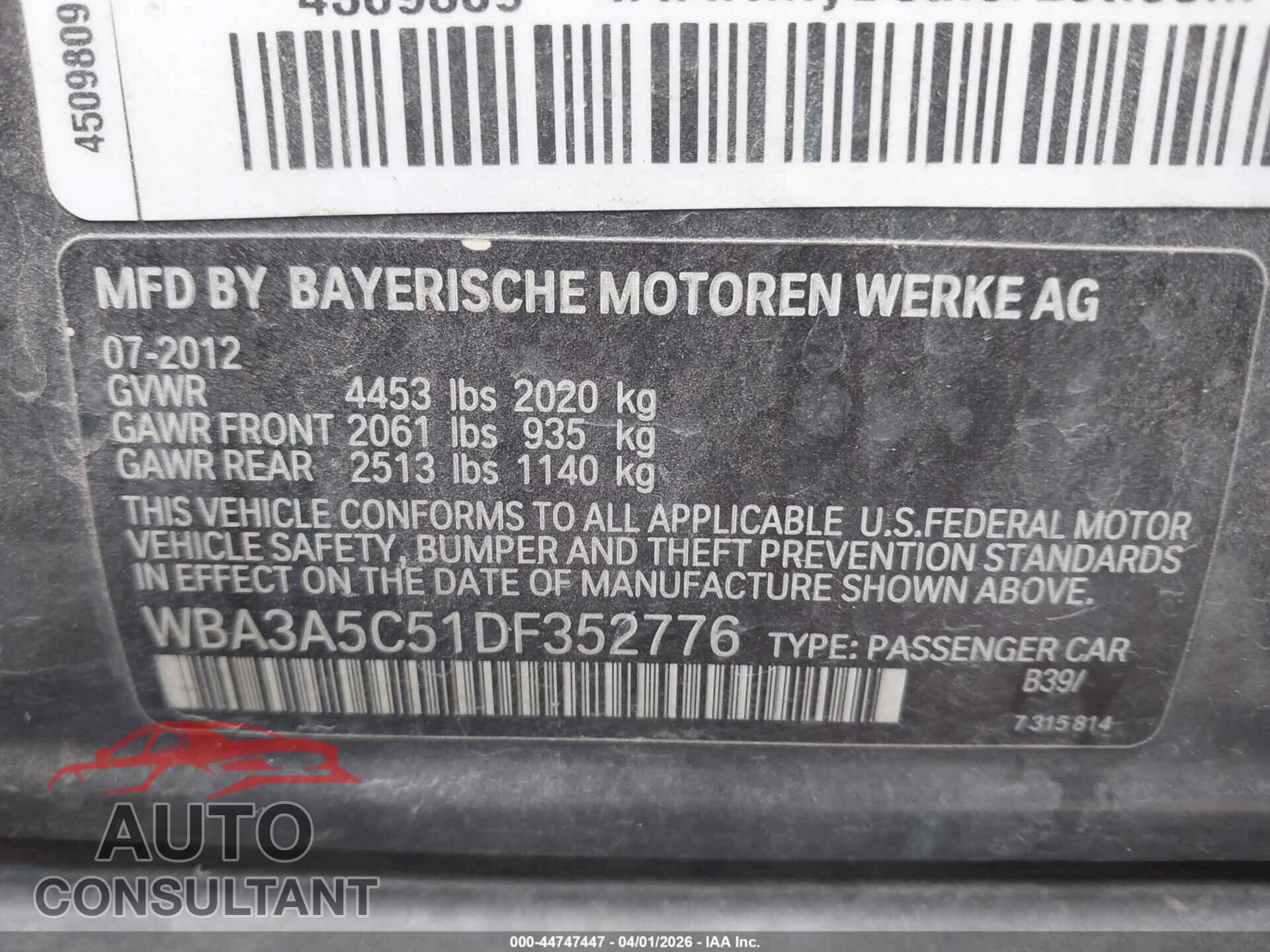BMW 328I 2013 - WBA3A5C51DF352776
