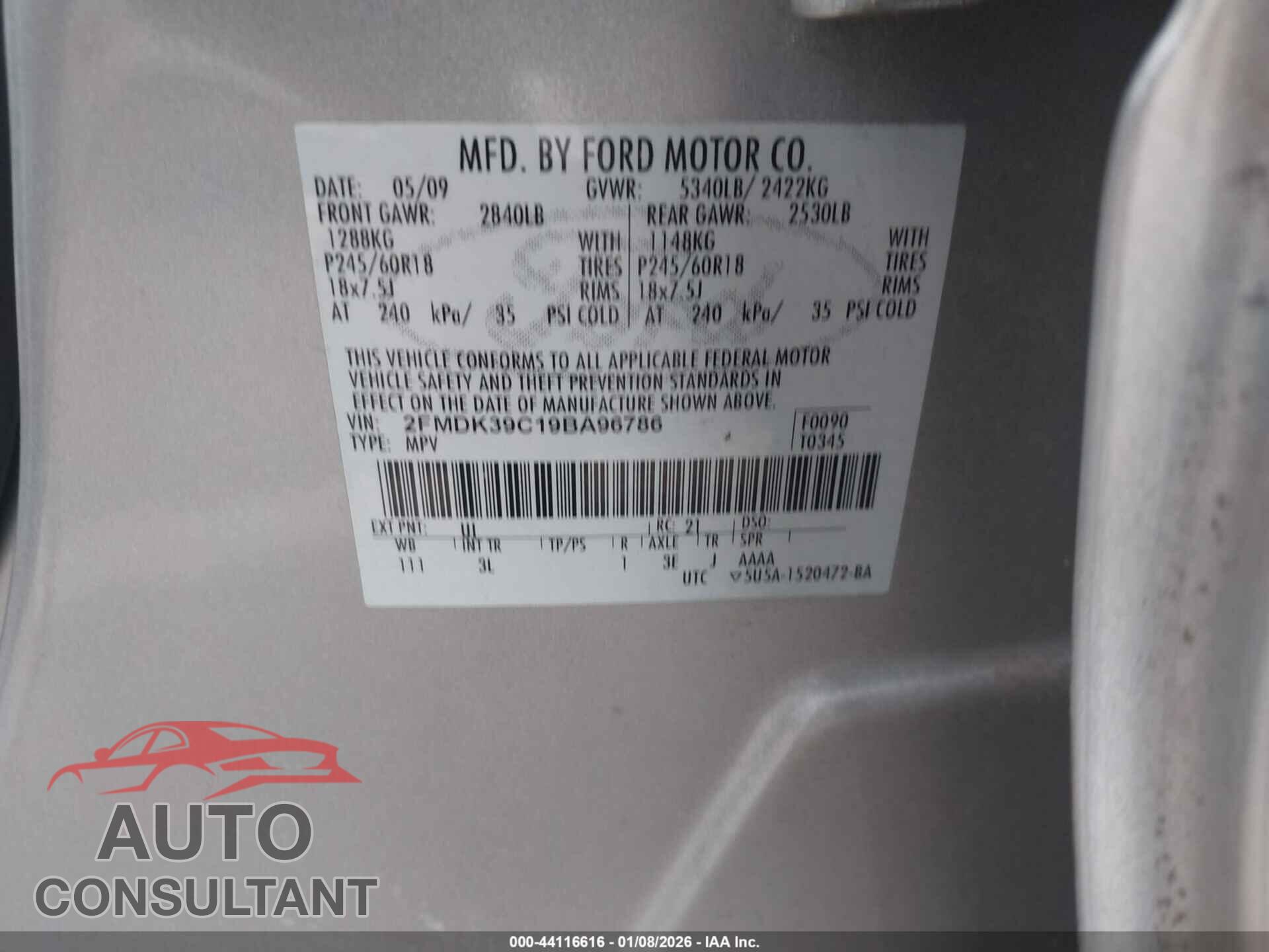 FORD EDGE 2009 - 2FMDK39C19BA96786