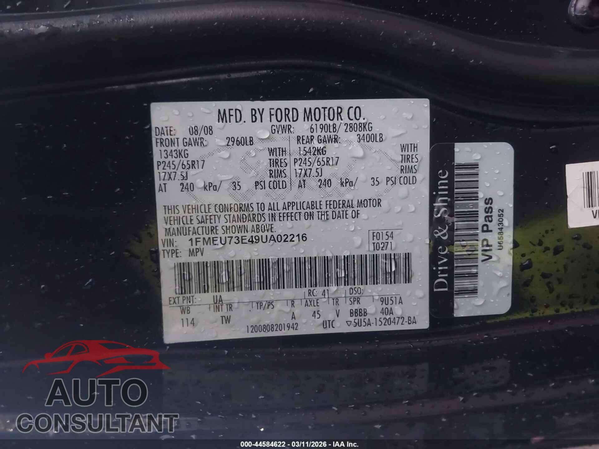 FORD EXPLORER 2009 - 1FMEU73E49UA02216