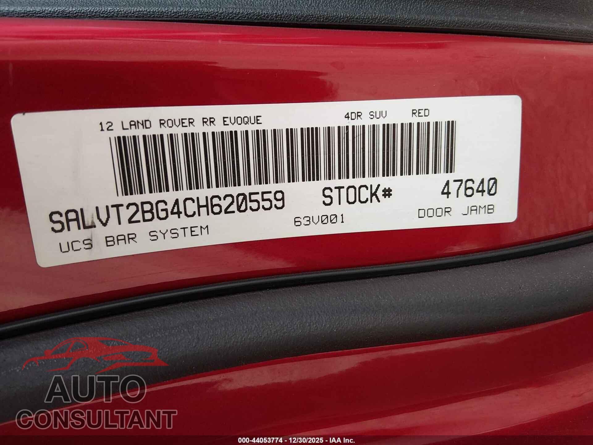 LAND ROVER RANGE ROVER EVOQUE 2012 - SALVT2BG4CH620559