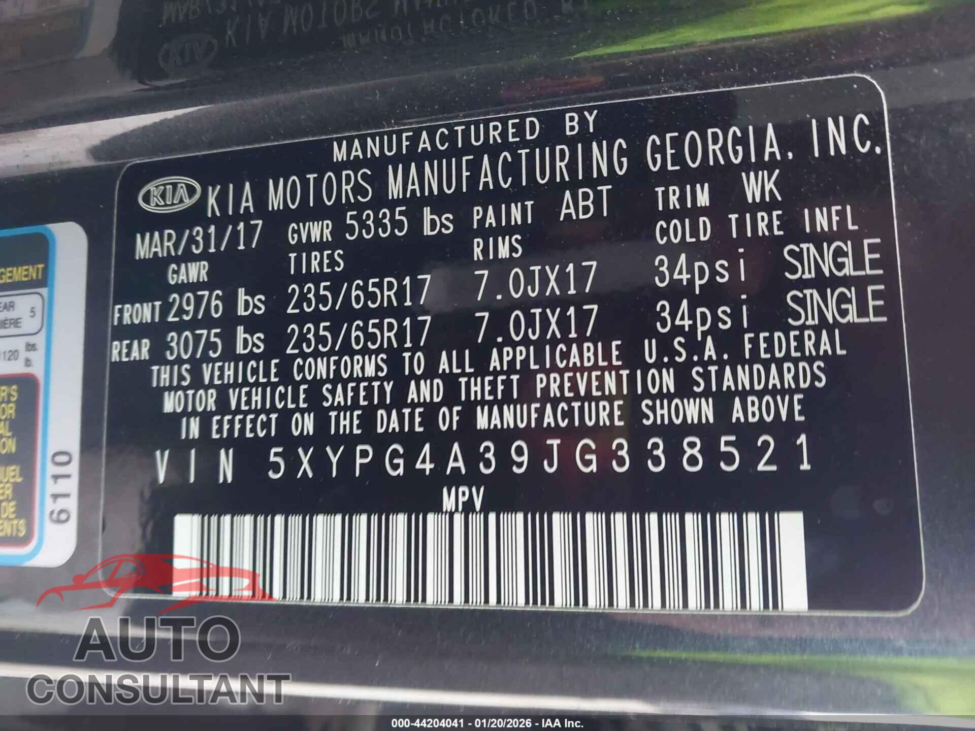 KIA SORENTO 2018 - 5XYPG4A39JG338521