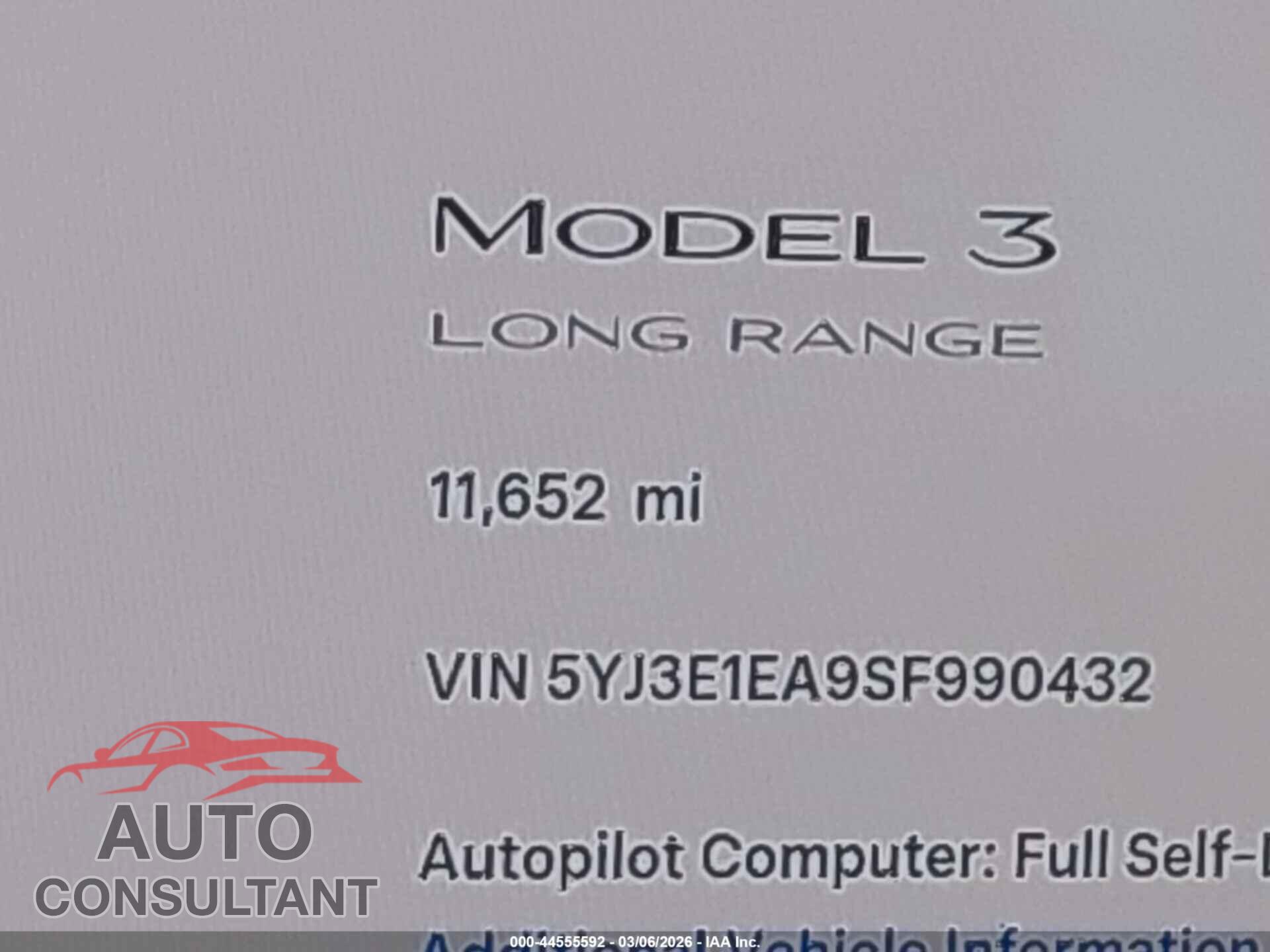 TESLA MODEL 3 2025 - 5YJ3E1EA9SF990432
