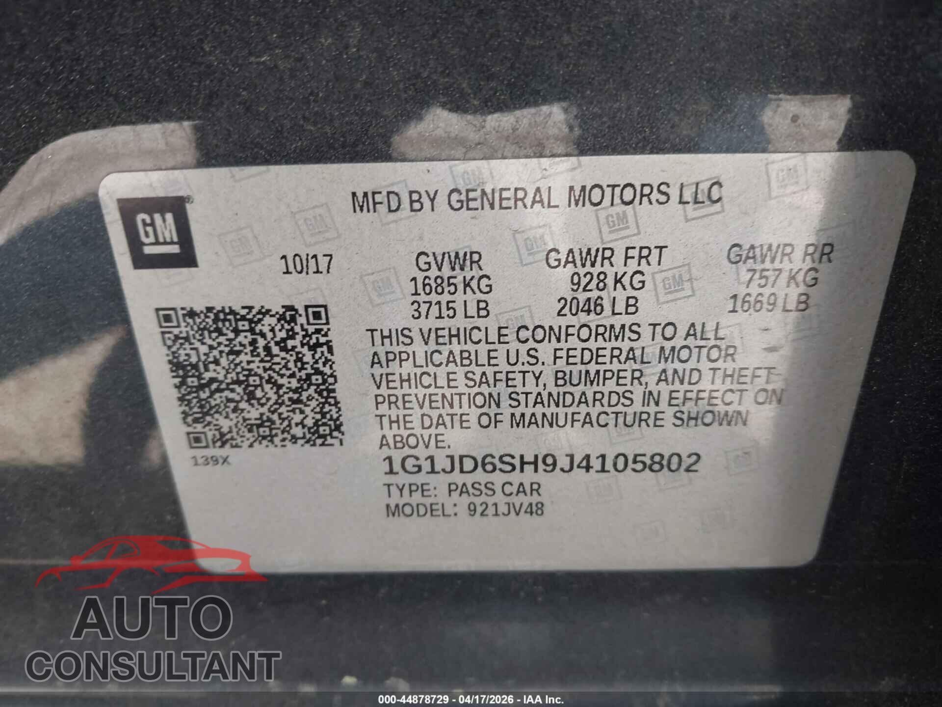 CHEVROLET SONIC 2018 - 1G1JD6SH9J4105802