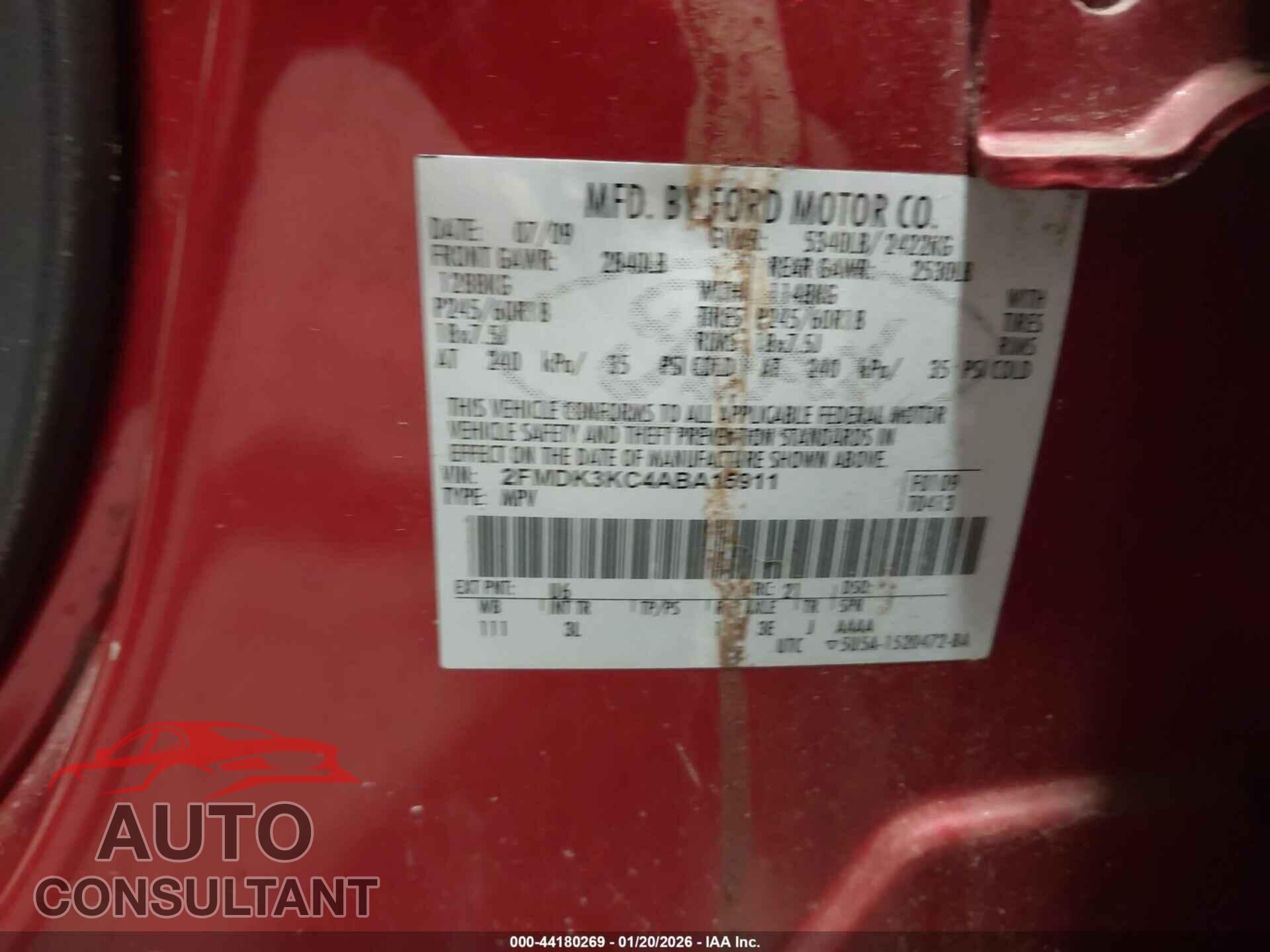 FORD EDGE 2010 - 2FMDK3KC4ABA15911