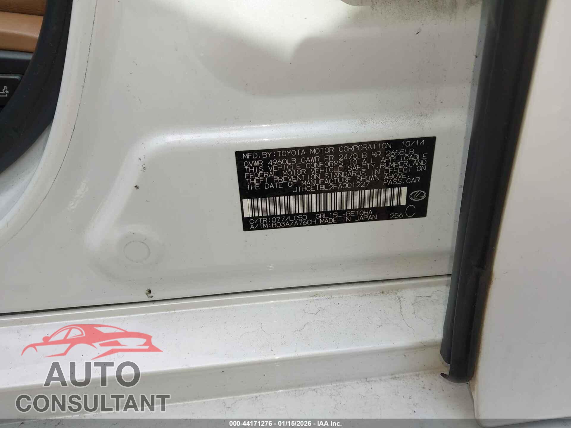 LEXUS GS 350 2015 - JTHCE1BL2FA001227