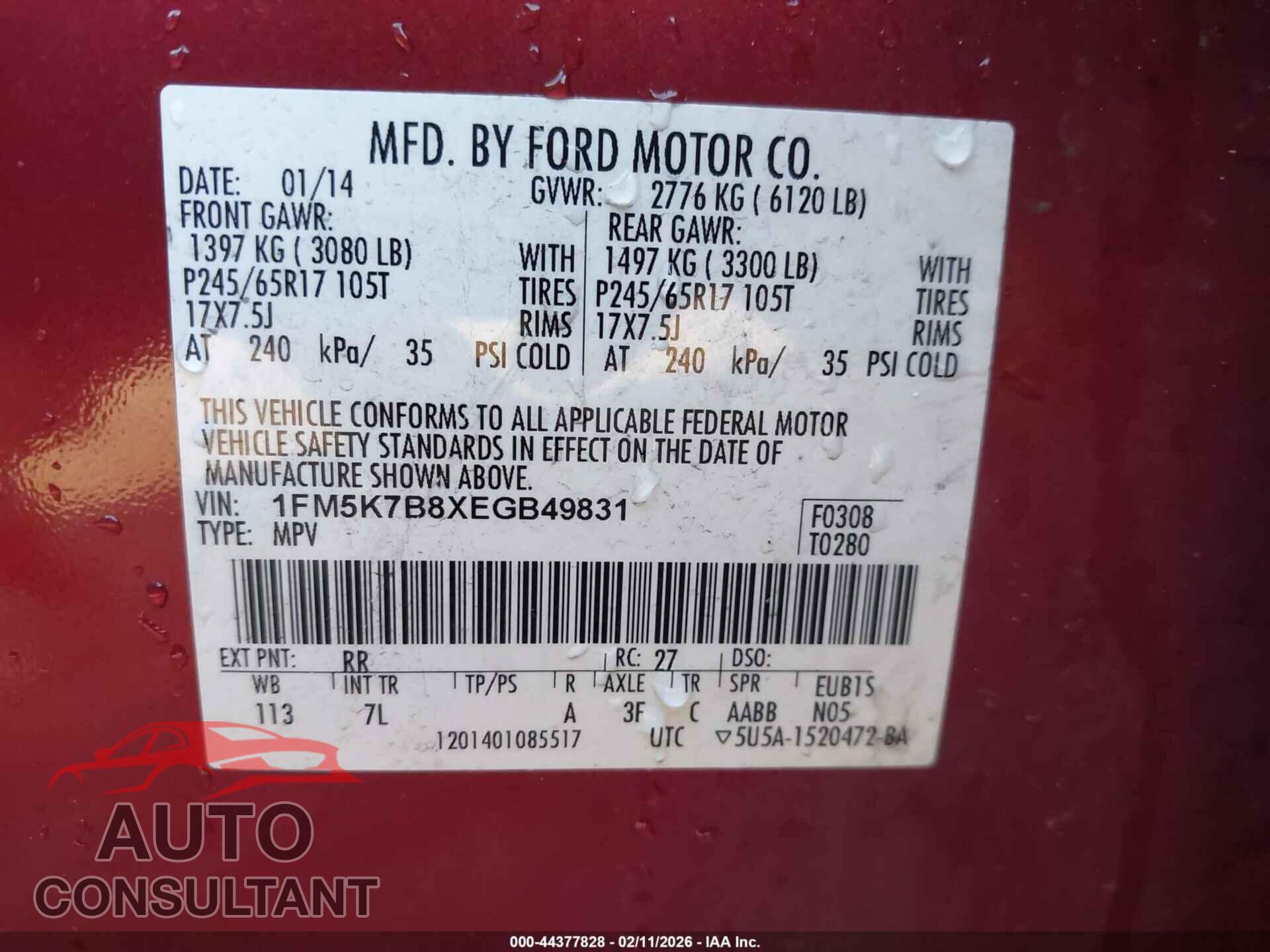 FORD EXPLORER 2014 - 1FM5K7B8XEGB49831
