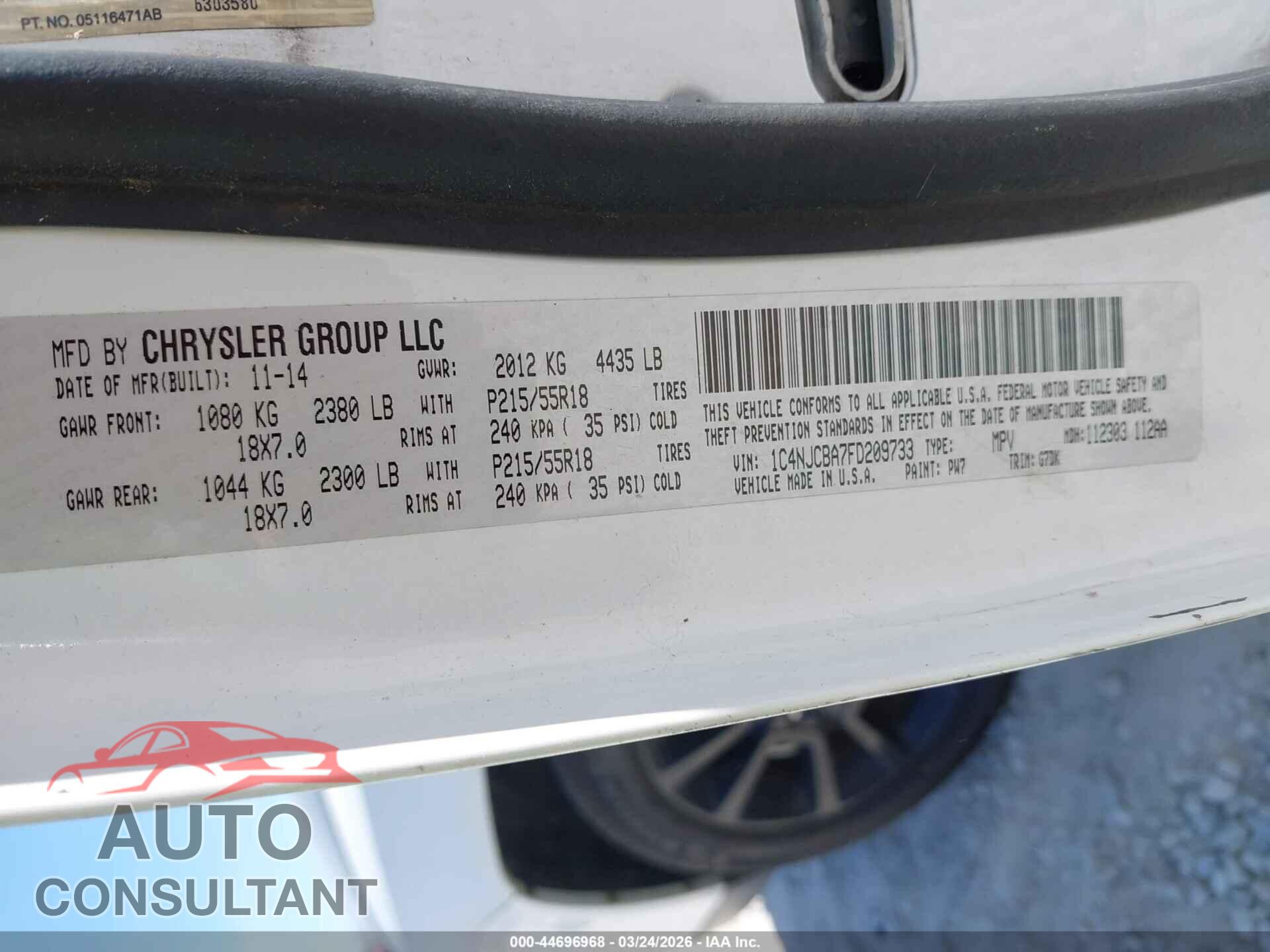 JEEP COMPASS 2015 - 1C4NJCBA7FD209733