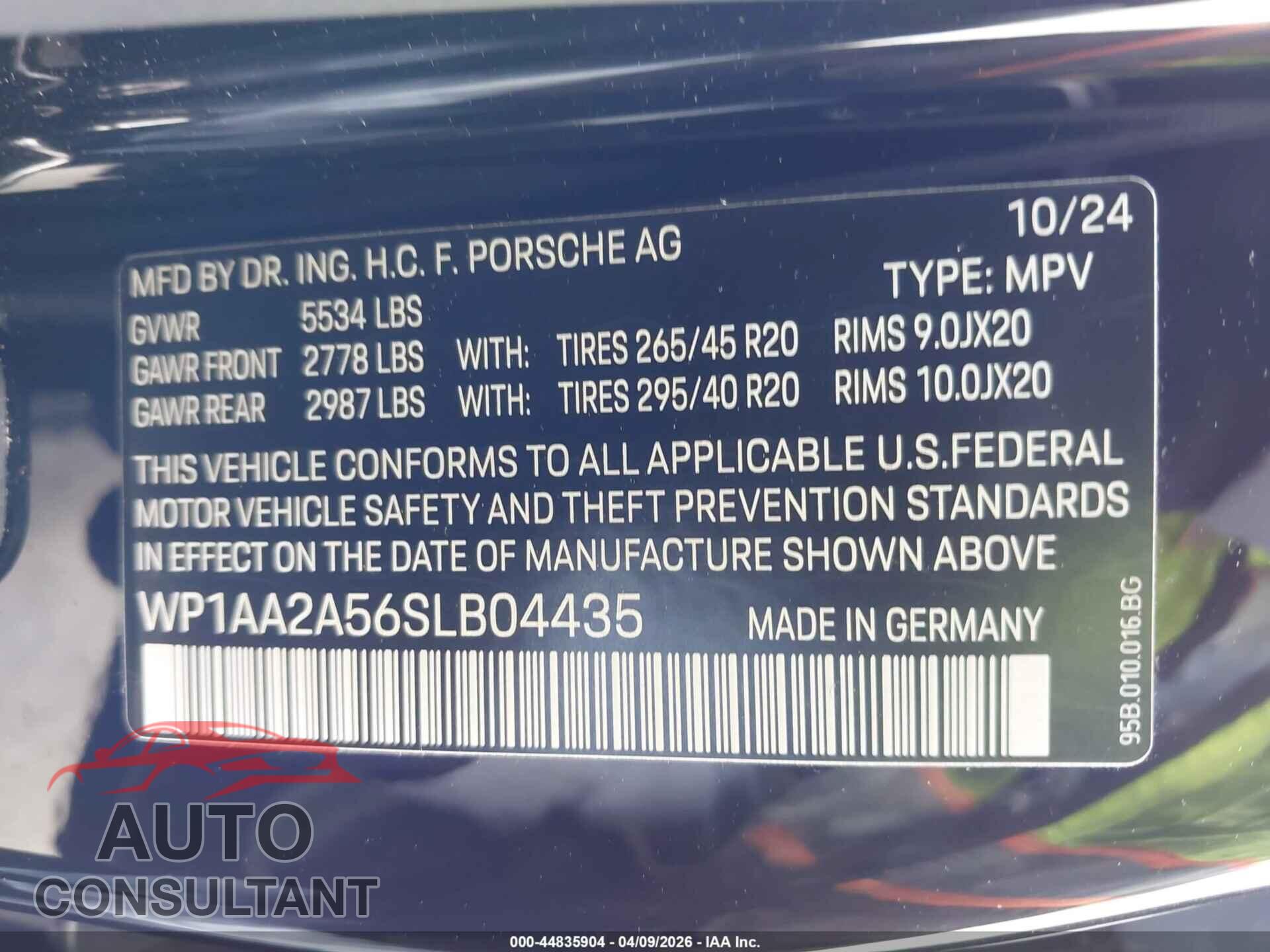 PORSCHE MACAN 2025 - WP1AA2A56SLB04435