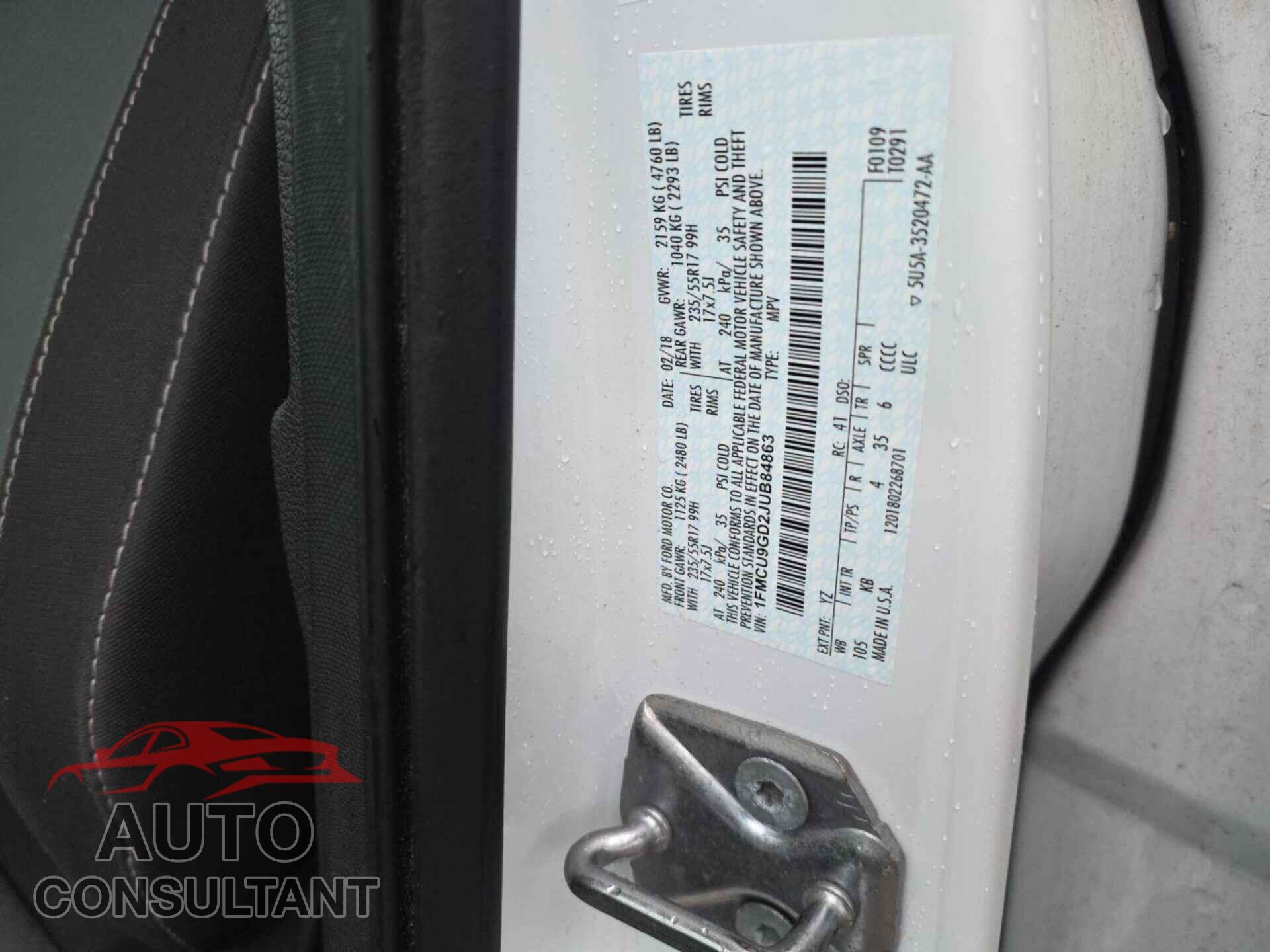 FORD ESCAPE 2018 - 1FMCU9GD2JUB84863