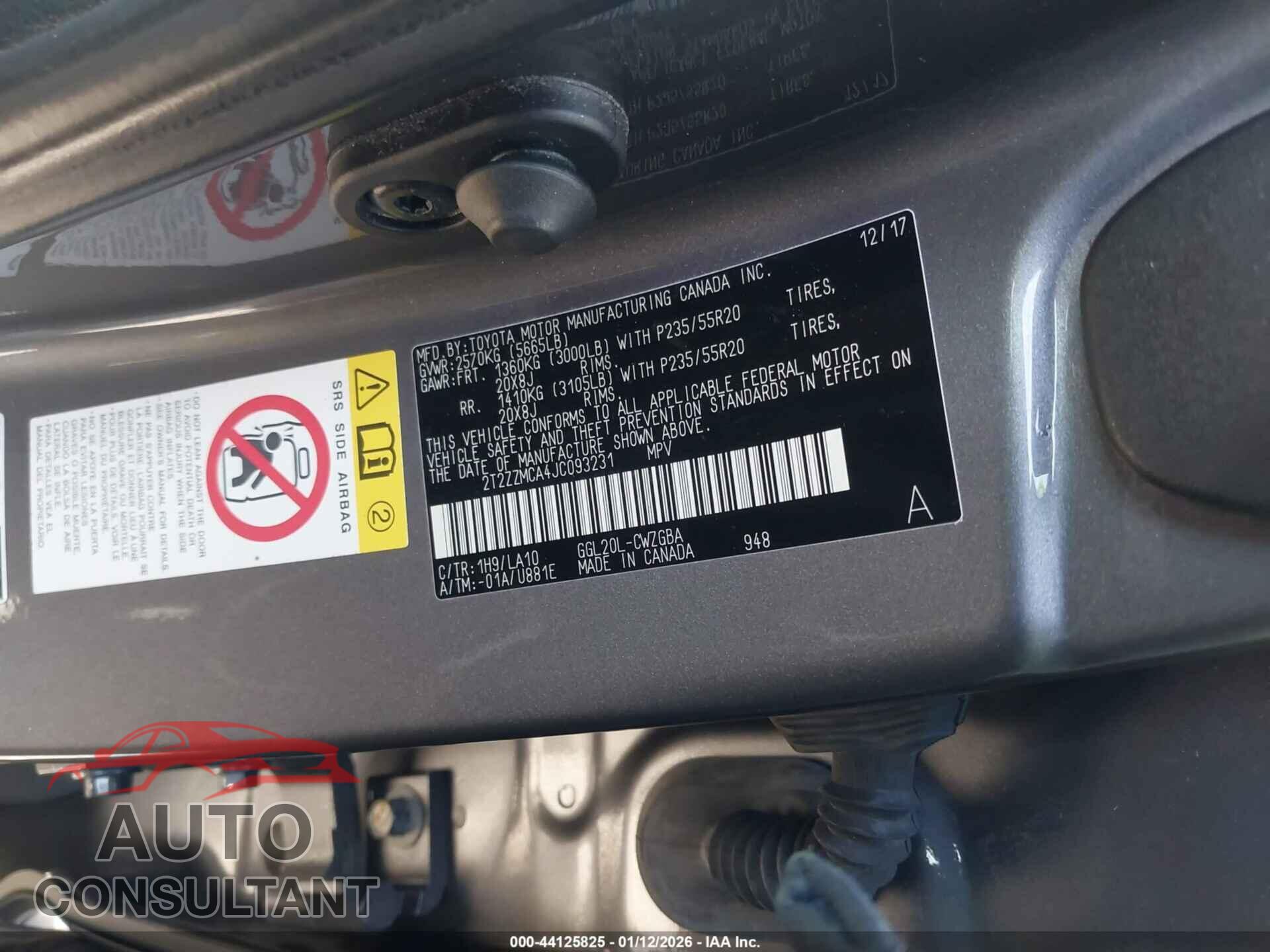 LEXUS RX 350 2018 - 2T2ZZMCA4JC093231