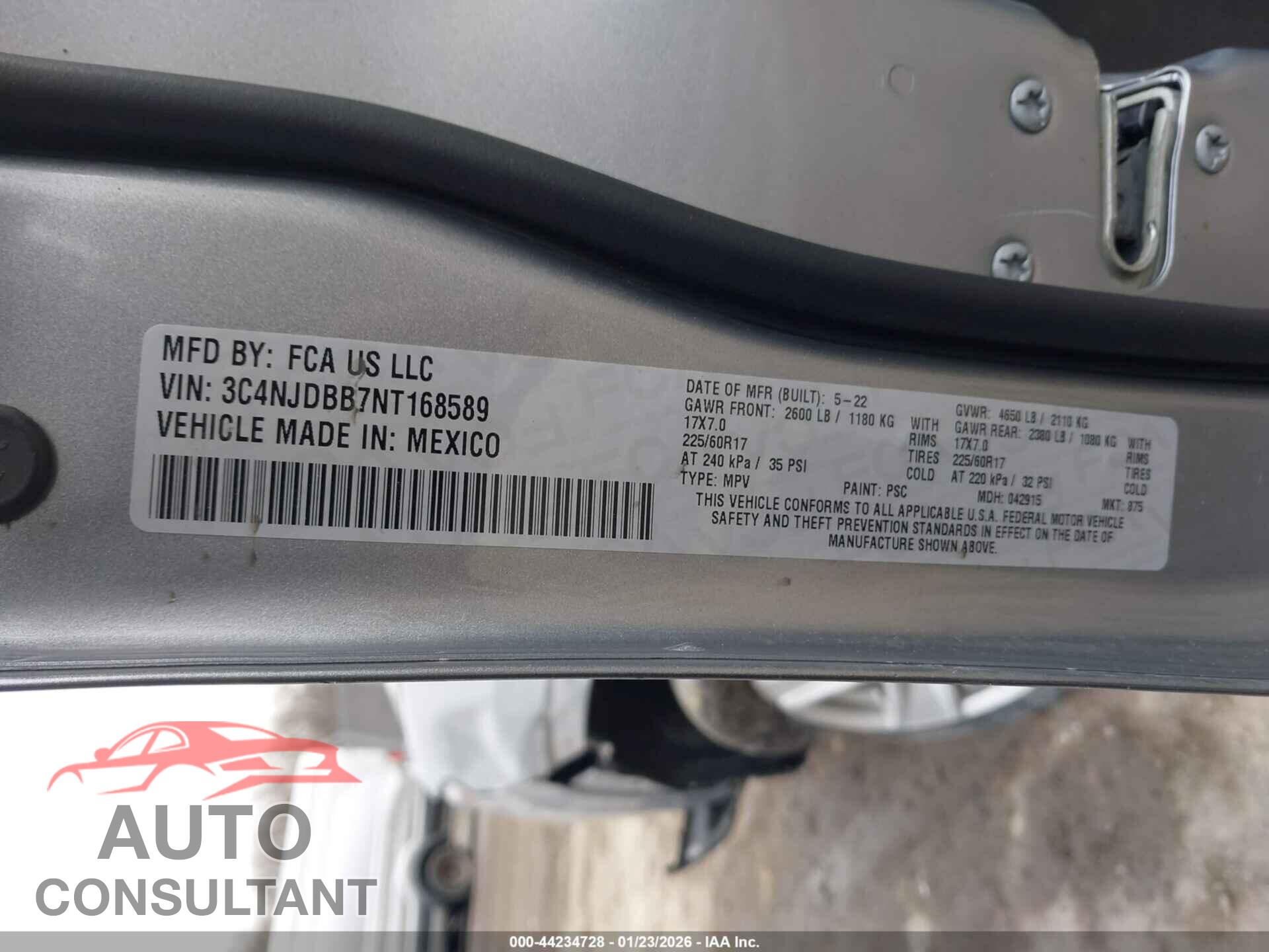 JEEP COMPASS 2022 - 3C4NJDBB7NT168589