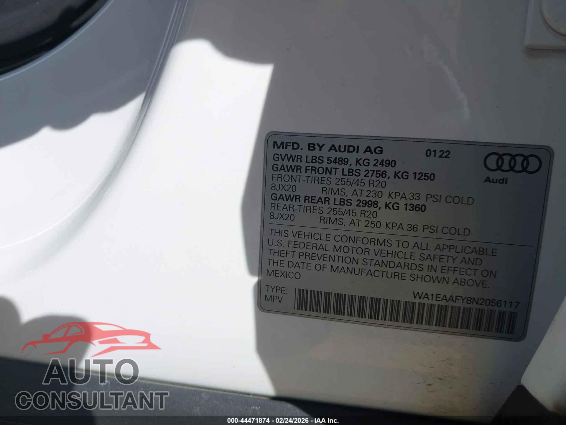 AUDI Q5 2022 - WA1EAAFY8N2056117