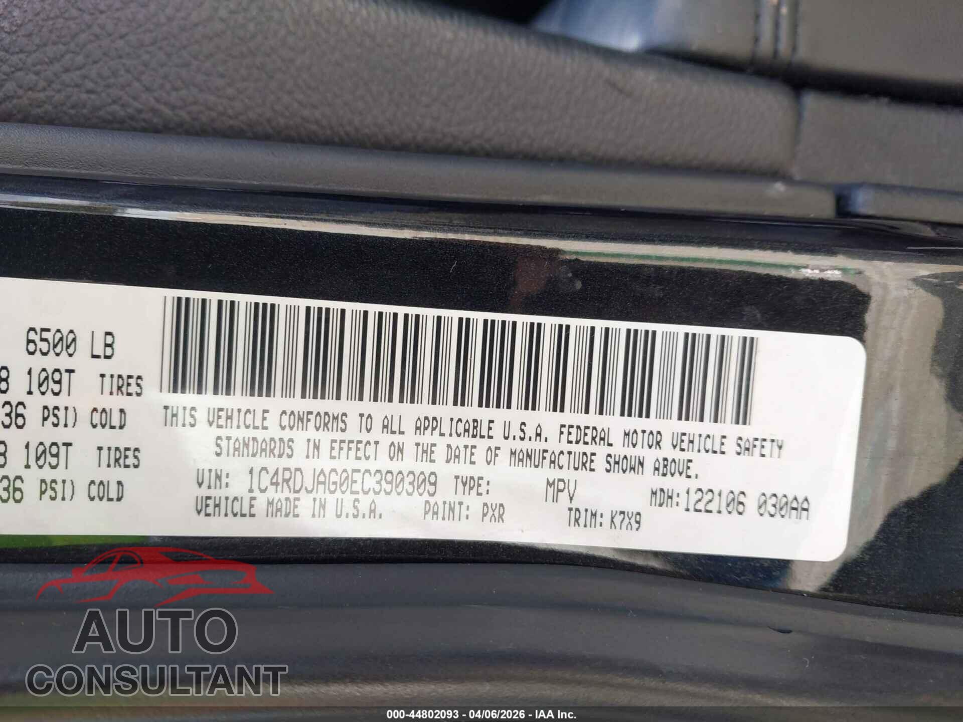 DODGE DURANGO 2014 - 1C4RDJAG0EC390309