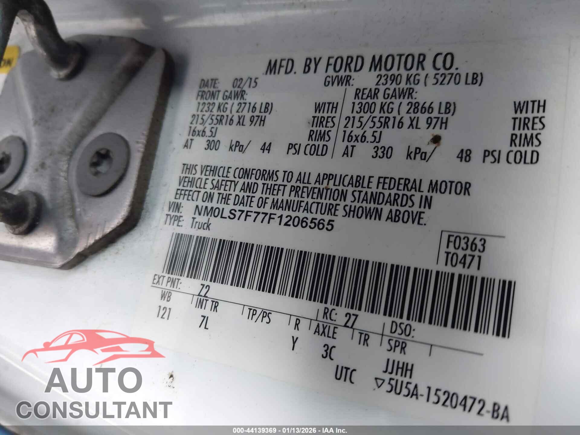 FORD TRANSIT CONNECT 2015 - NM0LS7F77F1206565
