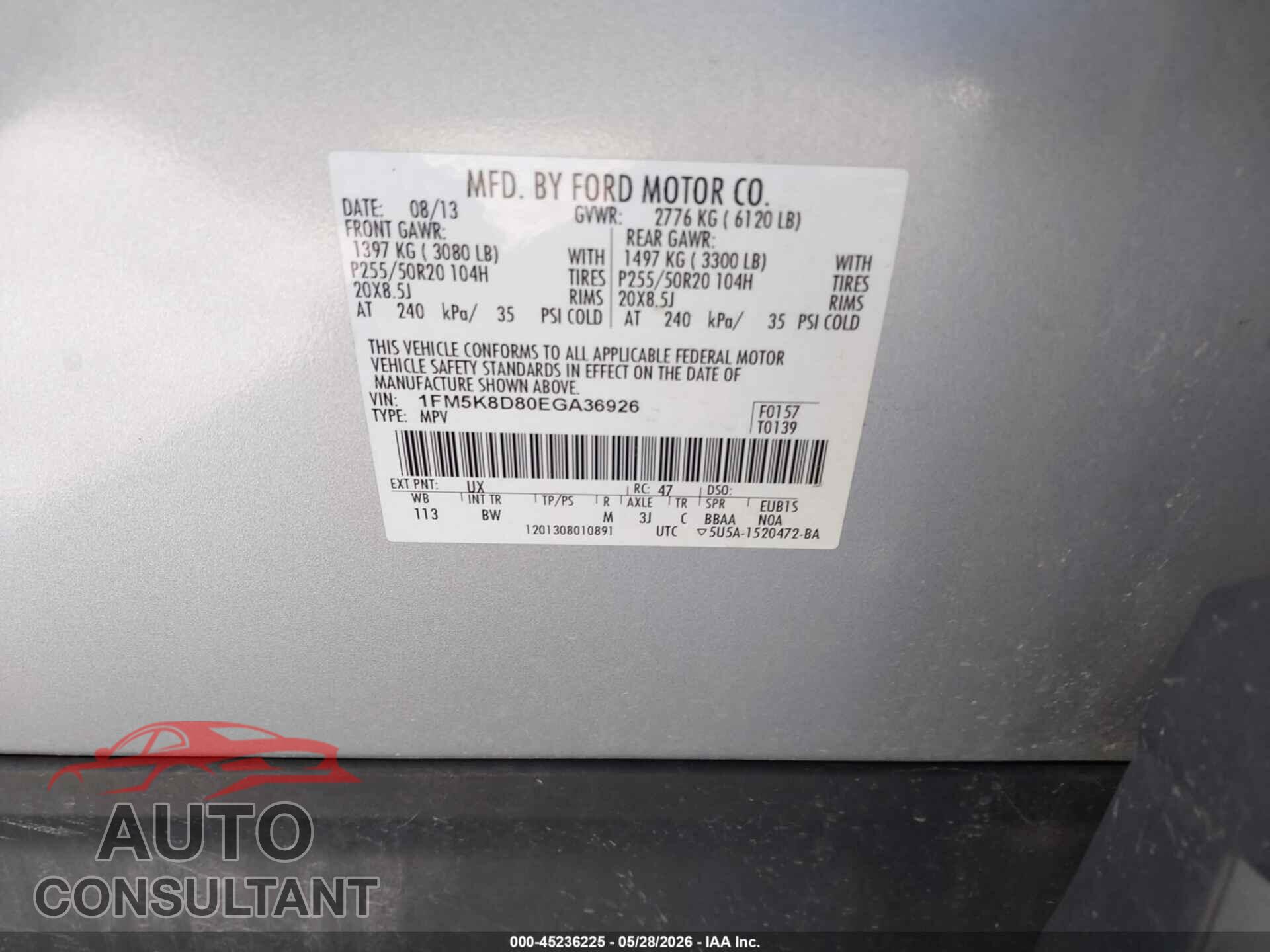FORD EXPLORER 2014 - 1FM5K8D80EGA36926