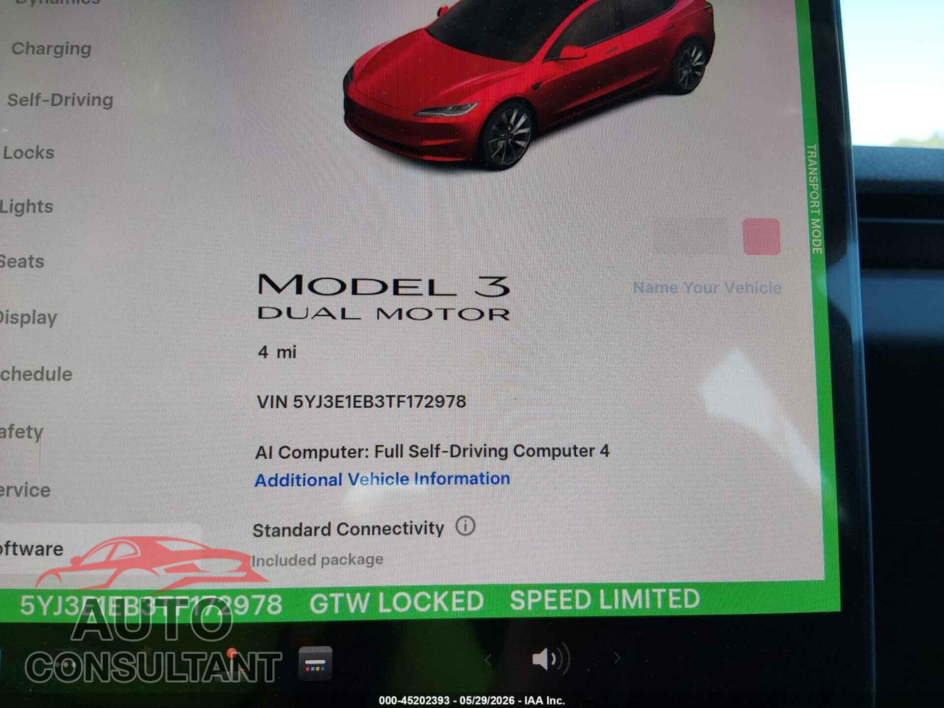 TESLA MODEL 3 2026 - 5YJ3E1EB3TF172978