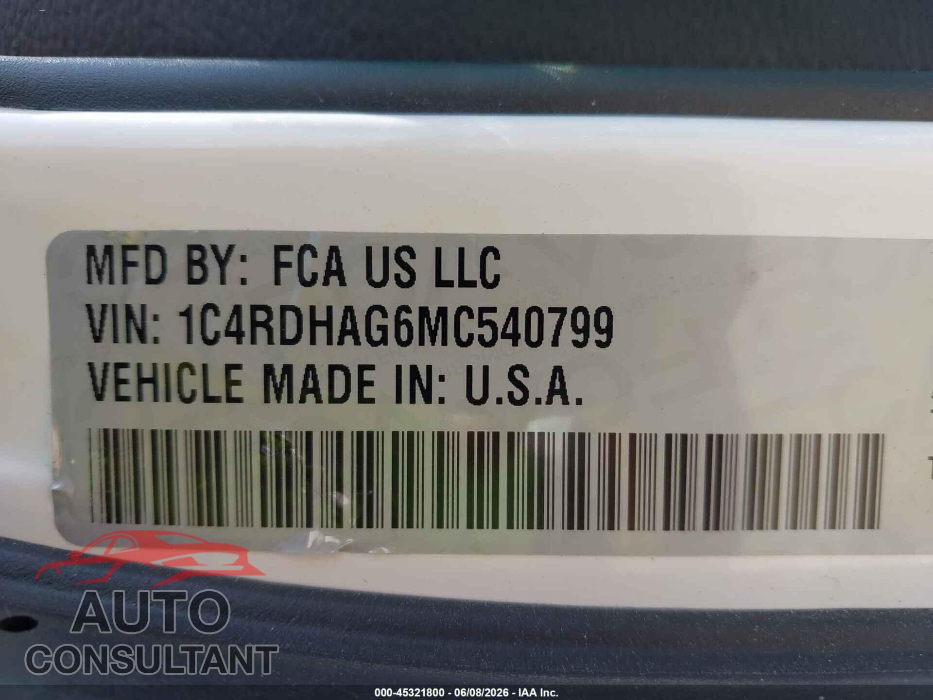 DODGE DURANGO 2021 - 1C4RDHAG6MC540799