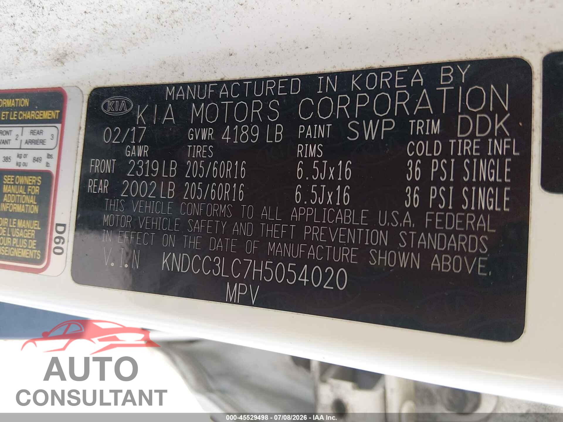KIA NIRO 2017 - KNDCC3LC7H5054020