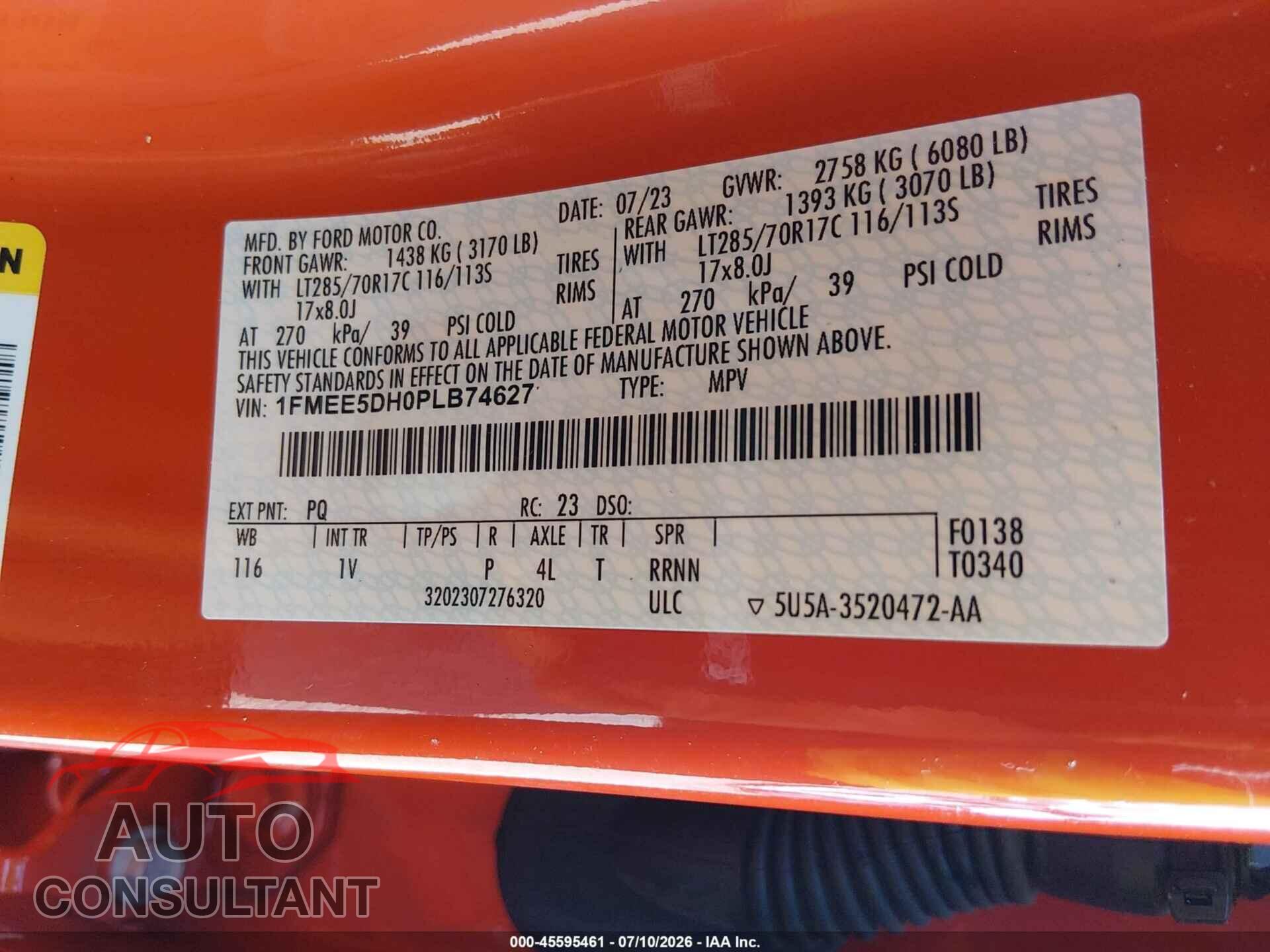 FORD BRONCO 2023 - 1FMEE5DH0PLB74627