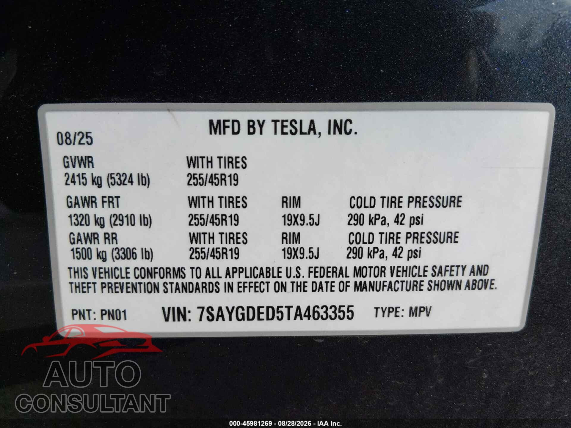 TESLA MODEL Y 2026 - 7SAYGDED5TA463355