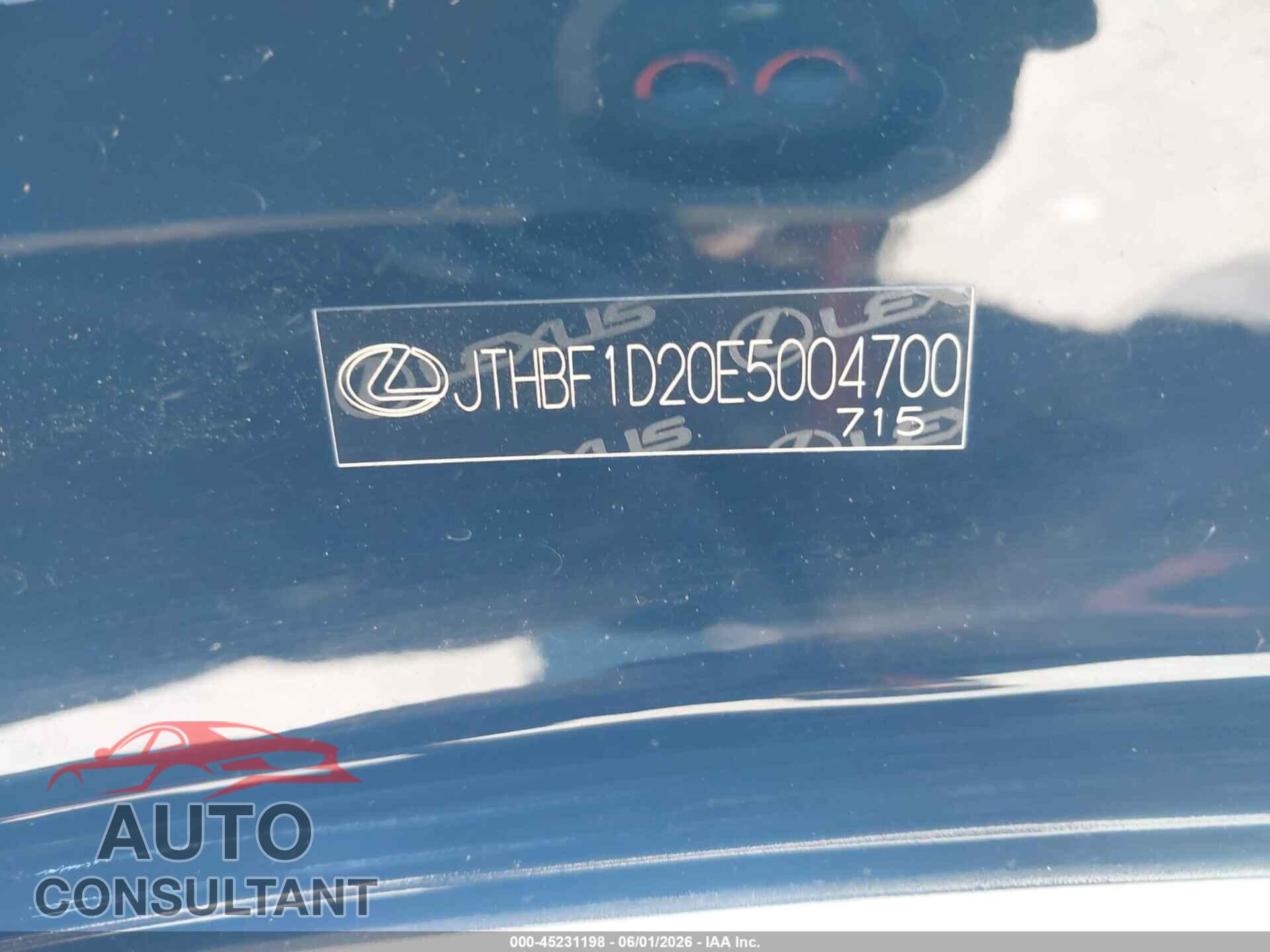 LEXUS IS 250 2014 - JTHBF1D20E5004700