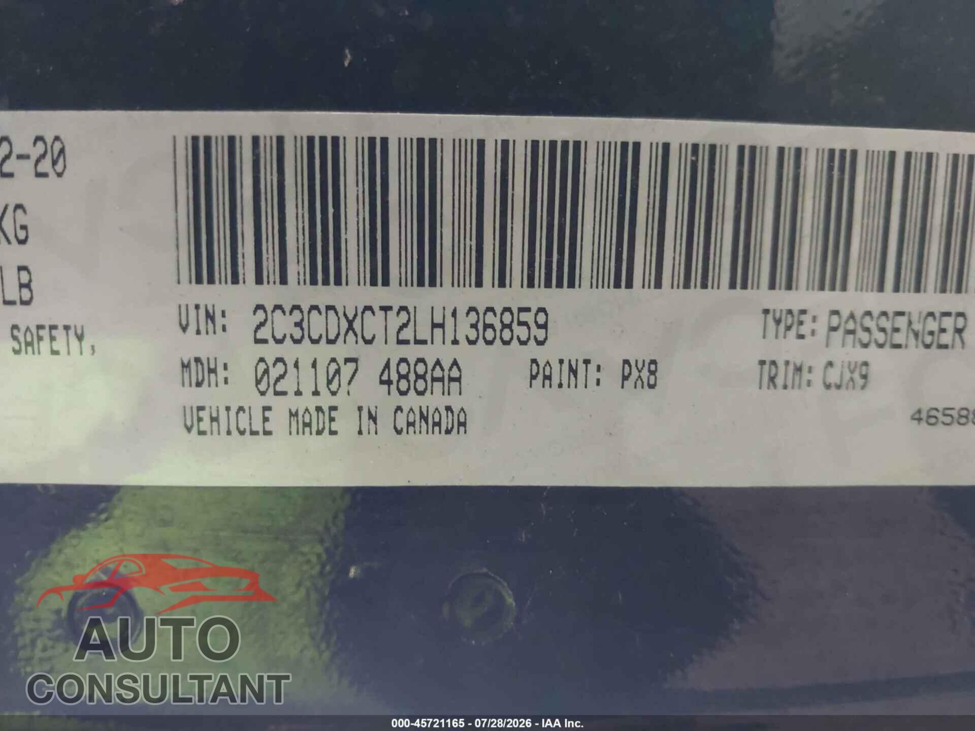 DODGE CHARGER 2020 - 2C3CDXCT2LH136859