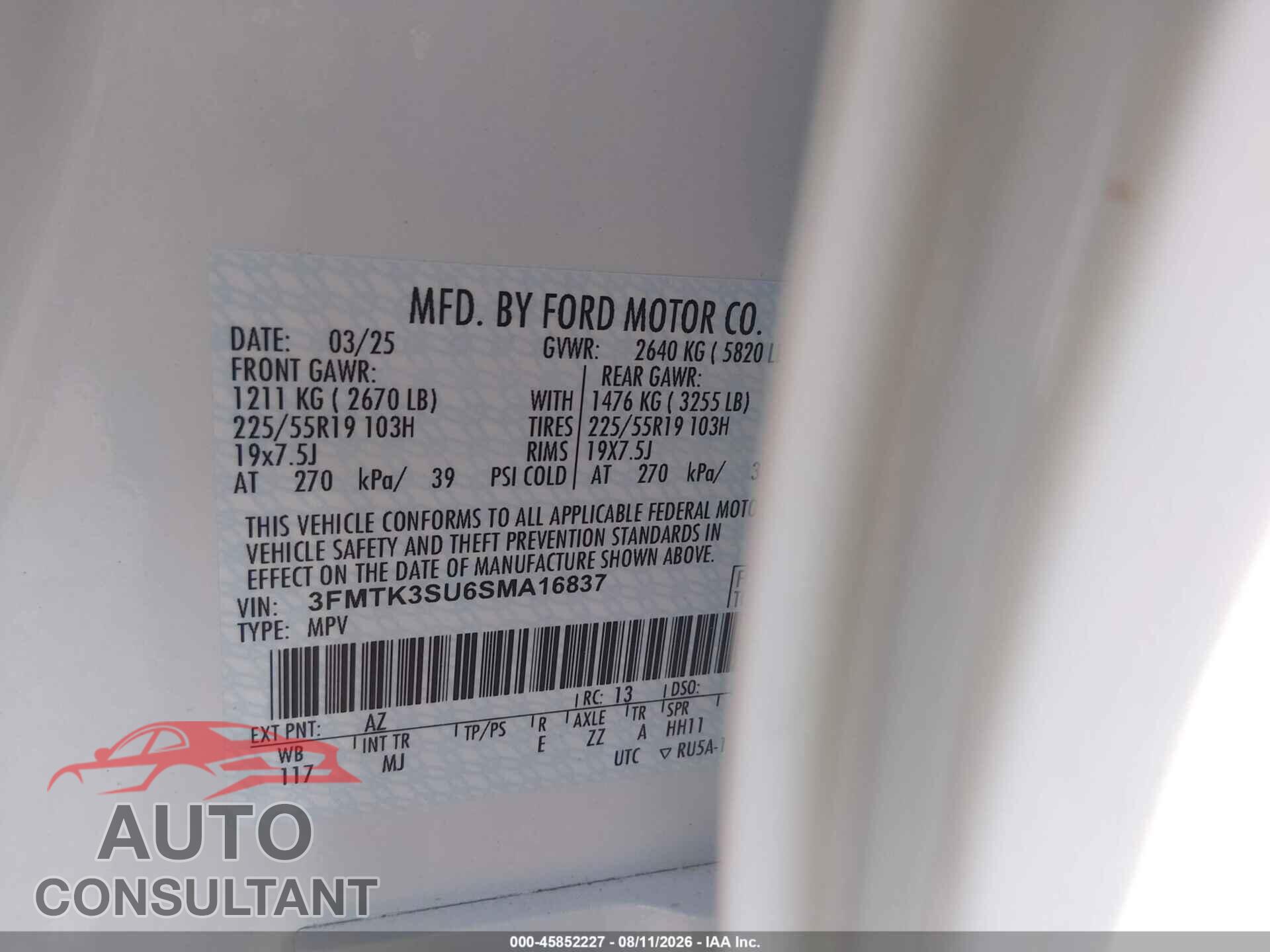 FORD MUSTANG MACH-E 2025 - 3FMTK3SU6SMA16837