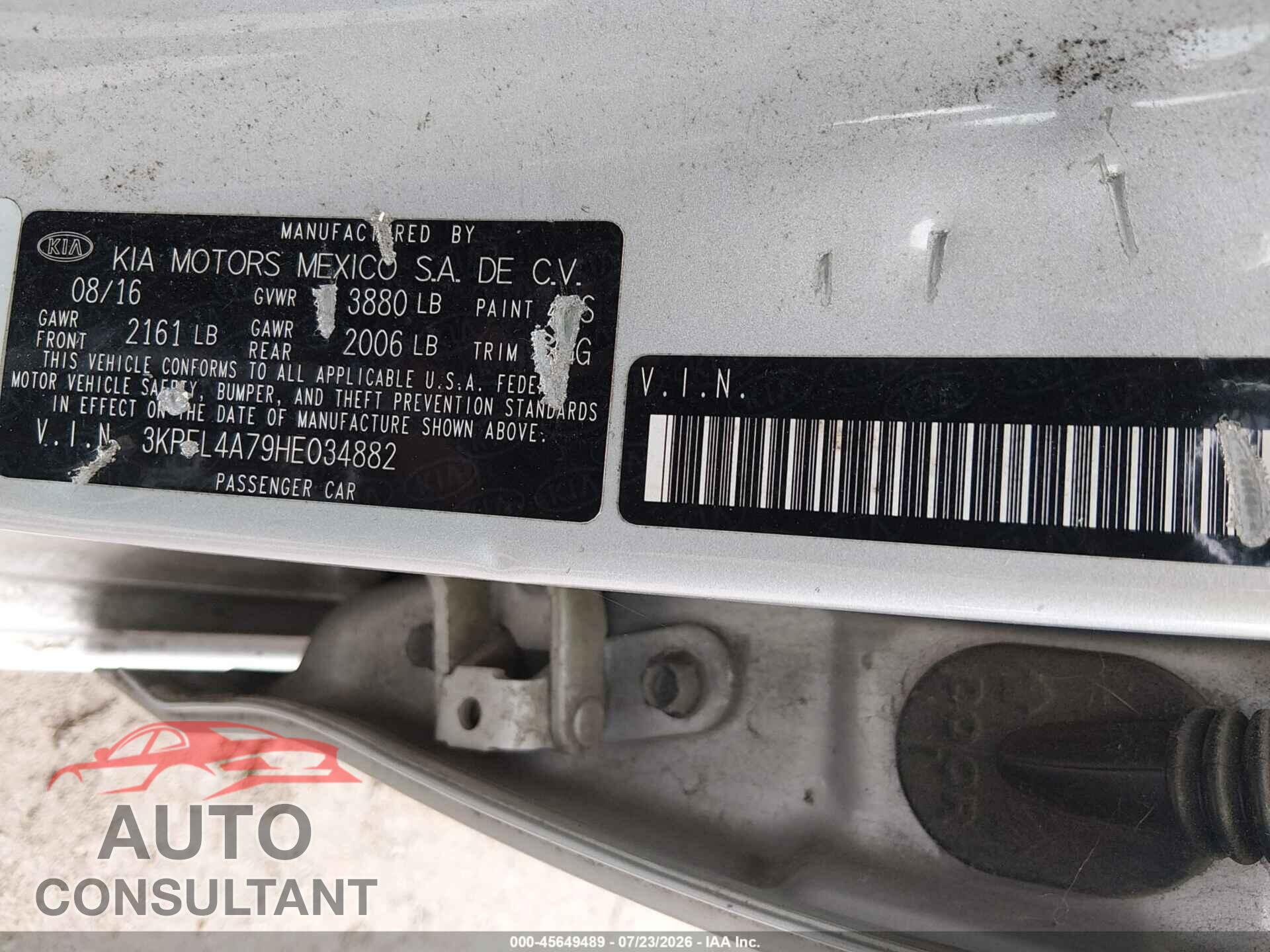 KIA FORTE 2017 - 3KPFL4A79HE034882
