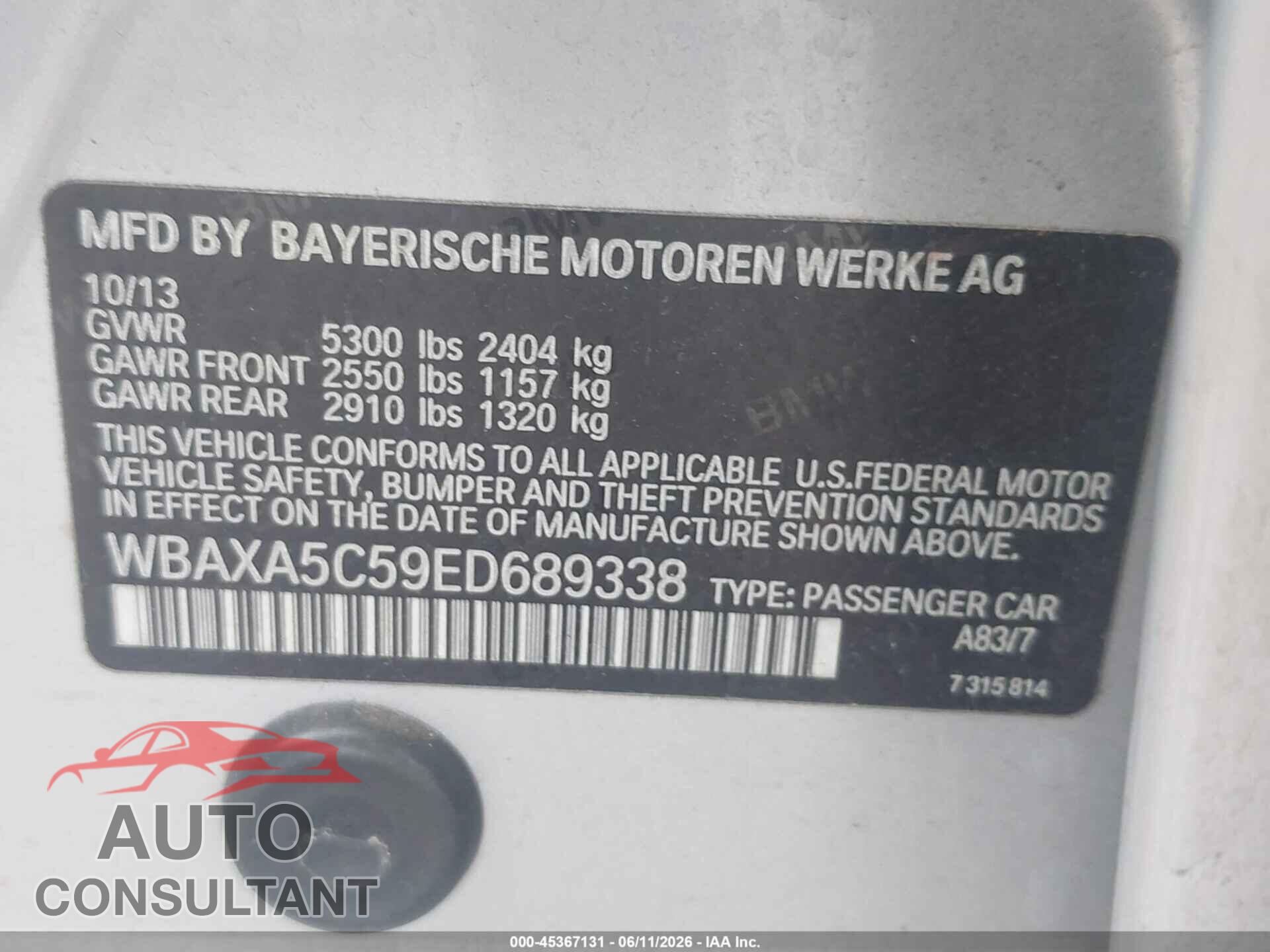 BMW 535D 2014 - WBAXA5C59ED689338