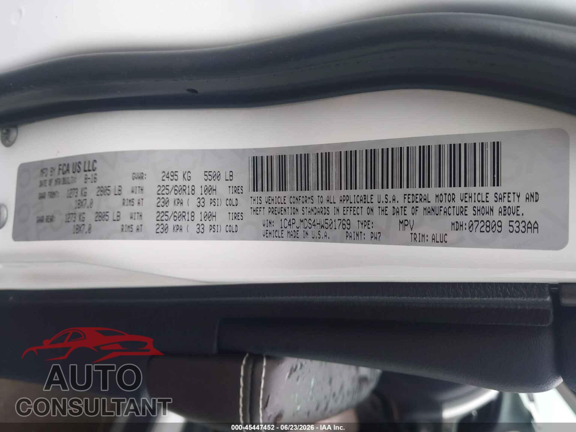 JEEP CHEROKEE 2017 - 1C4PJMDS4HW501769