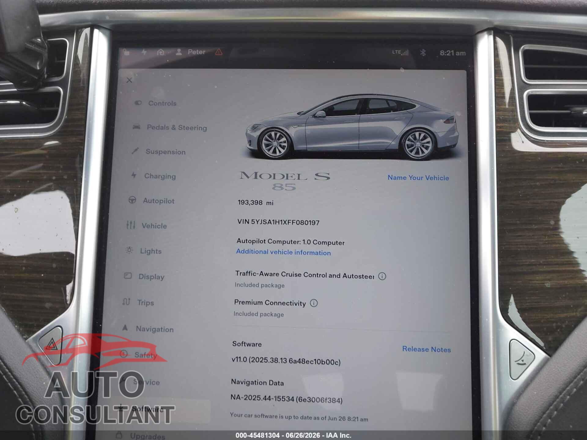 TESLA MODEL S 2015 - 5YJSA1H1XFF080197