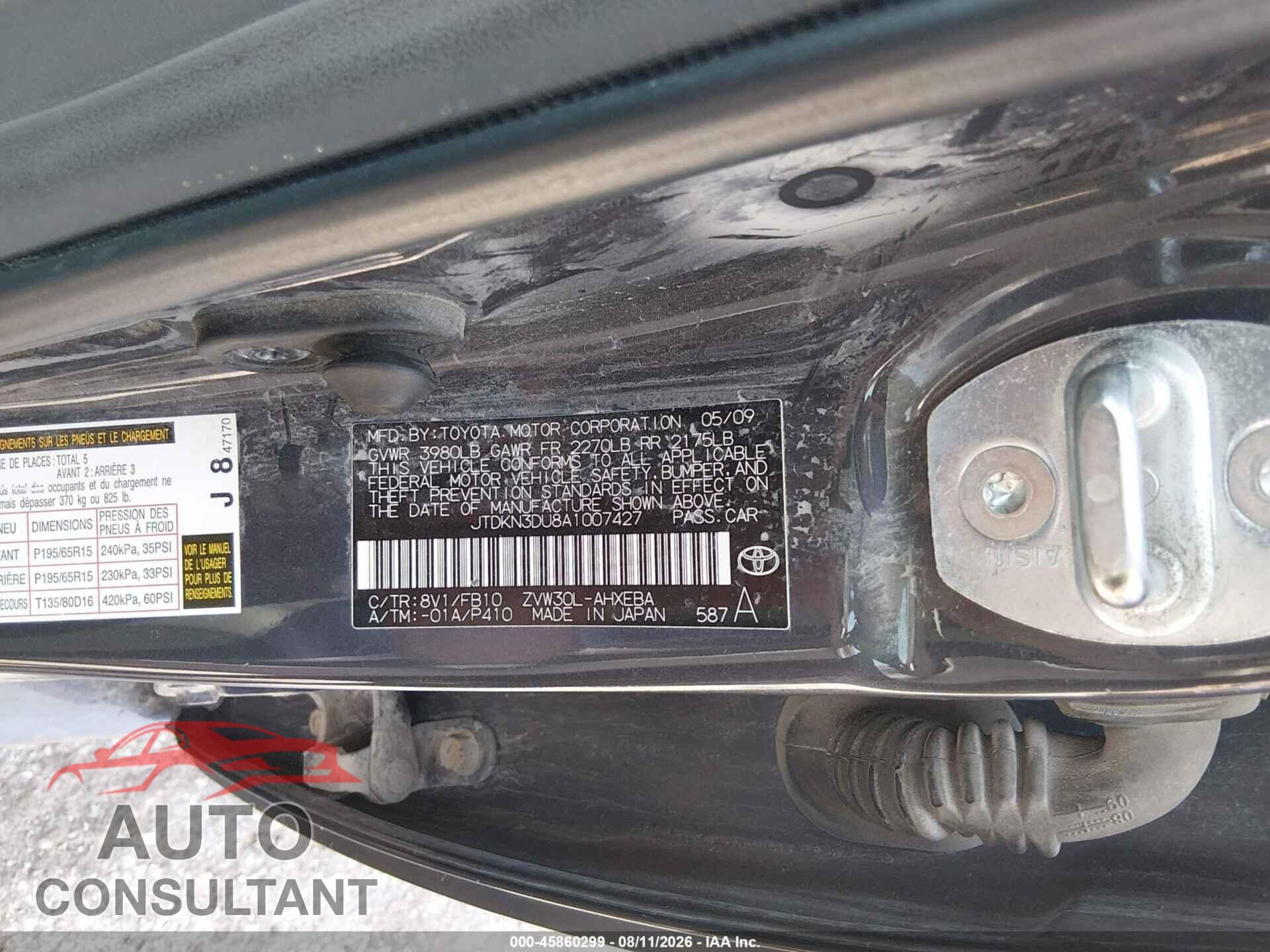TOYOTA PRIUS 2010 - JTDKN3DU8A1007427