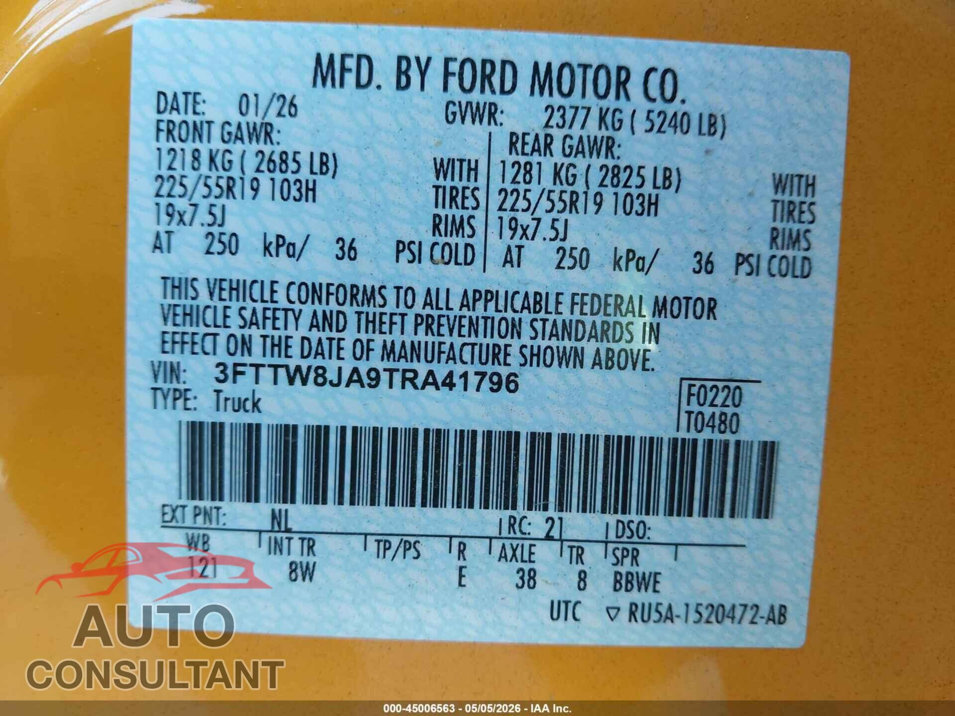 FORD MAVERICK 2026 - 3FTTW8JA9TRA41796
