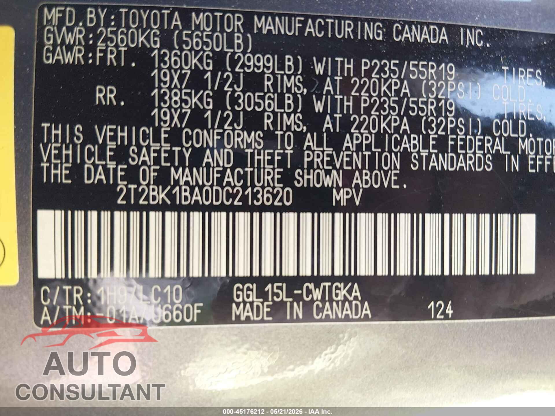 LEXUS RX 350 2013 - 2T2BK1BA0DC213620