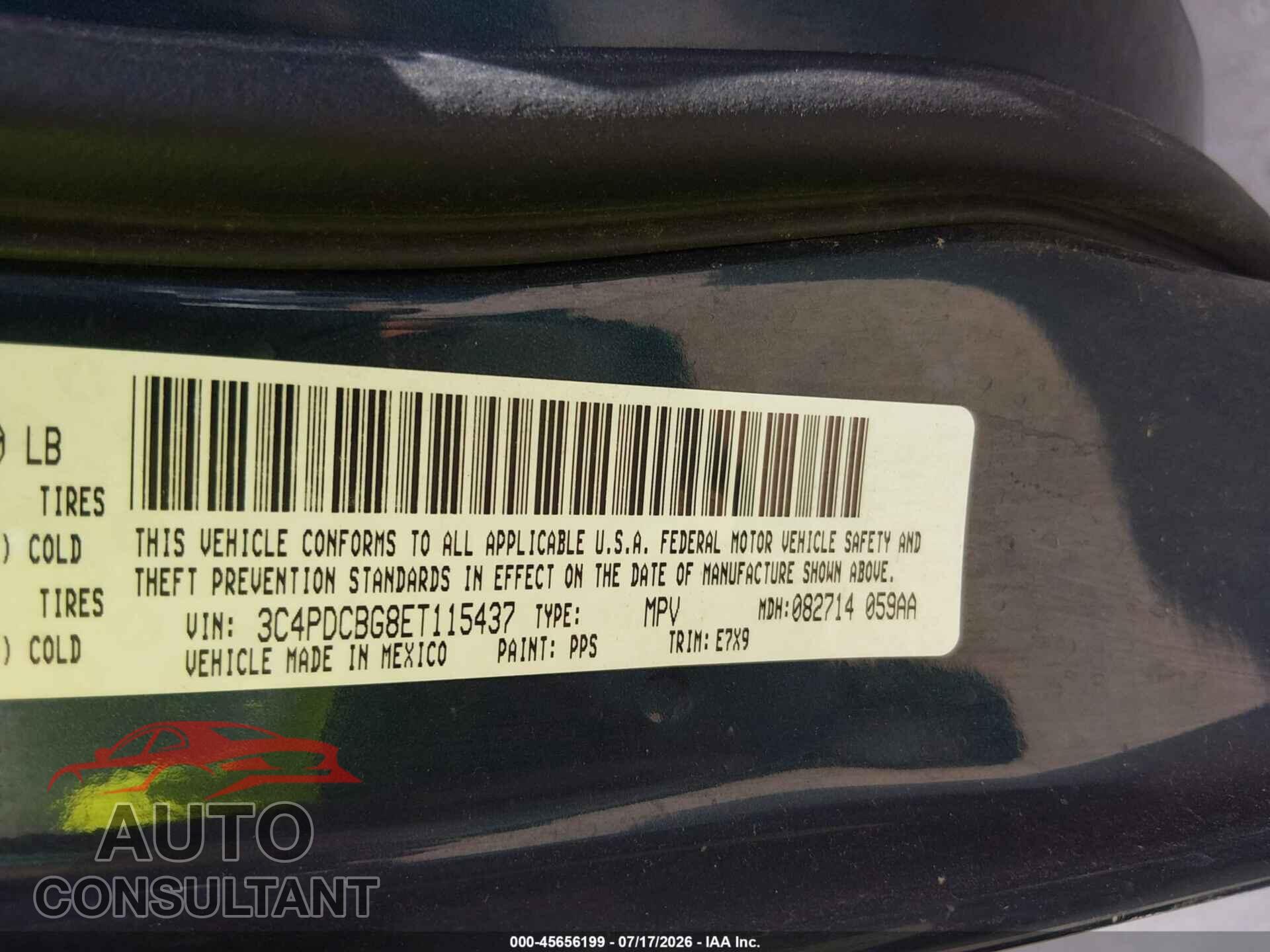DODGE JOURNEY 2014 - 3C4PDCBG8ET115437