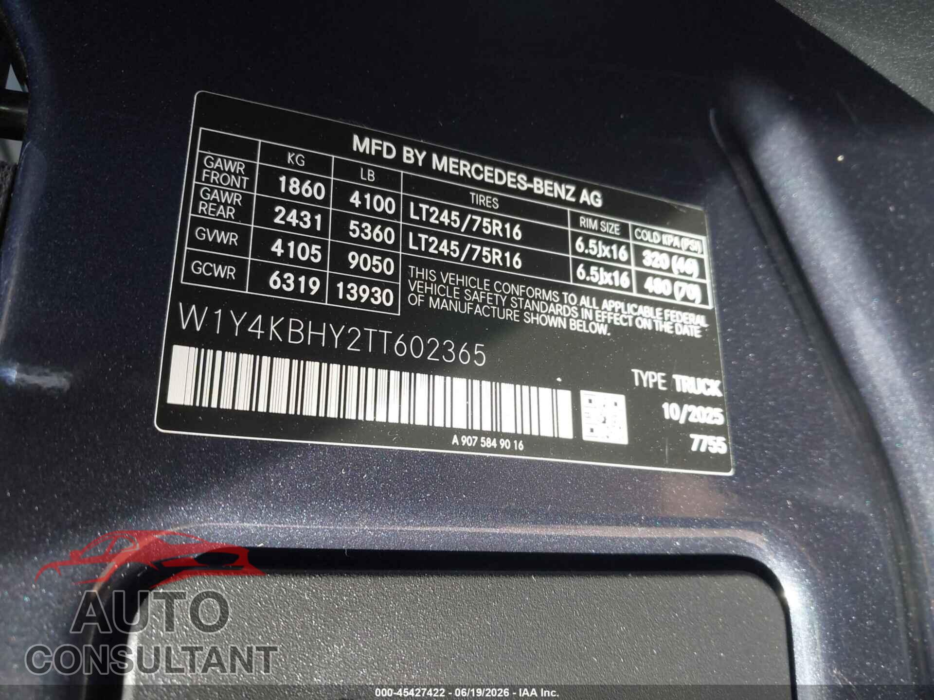MERCEDES-BENZ SPRINTER 2500 2026 - W1Y4KBHY2TT602365