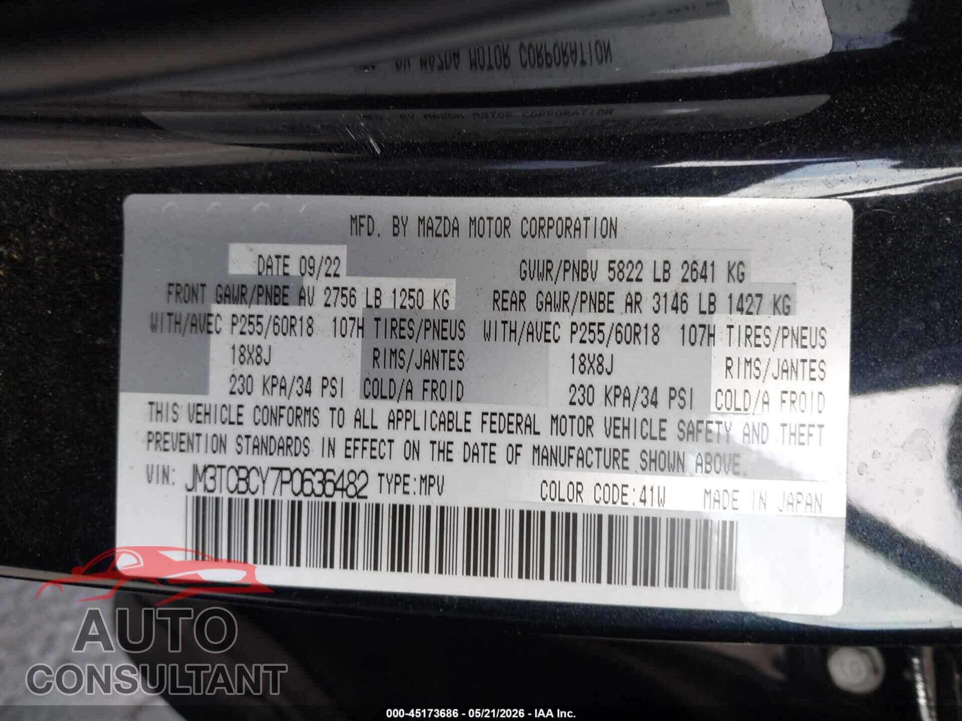 MAZDA CX-9 2023 - JM3TCBCY7P0636482