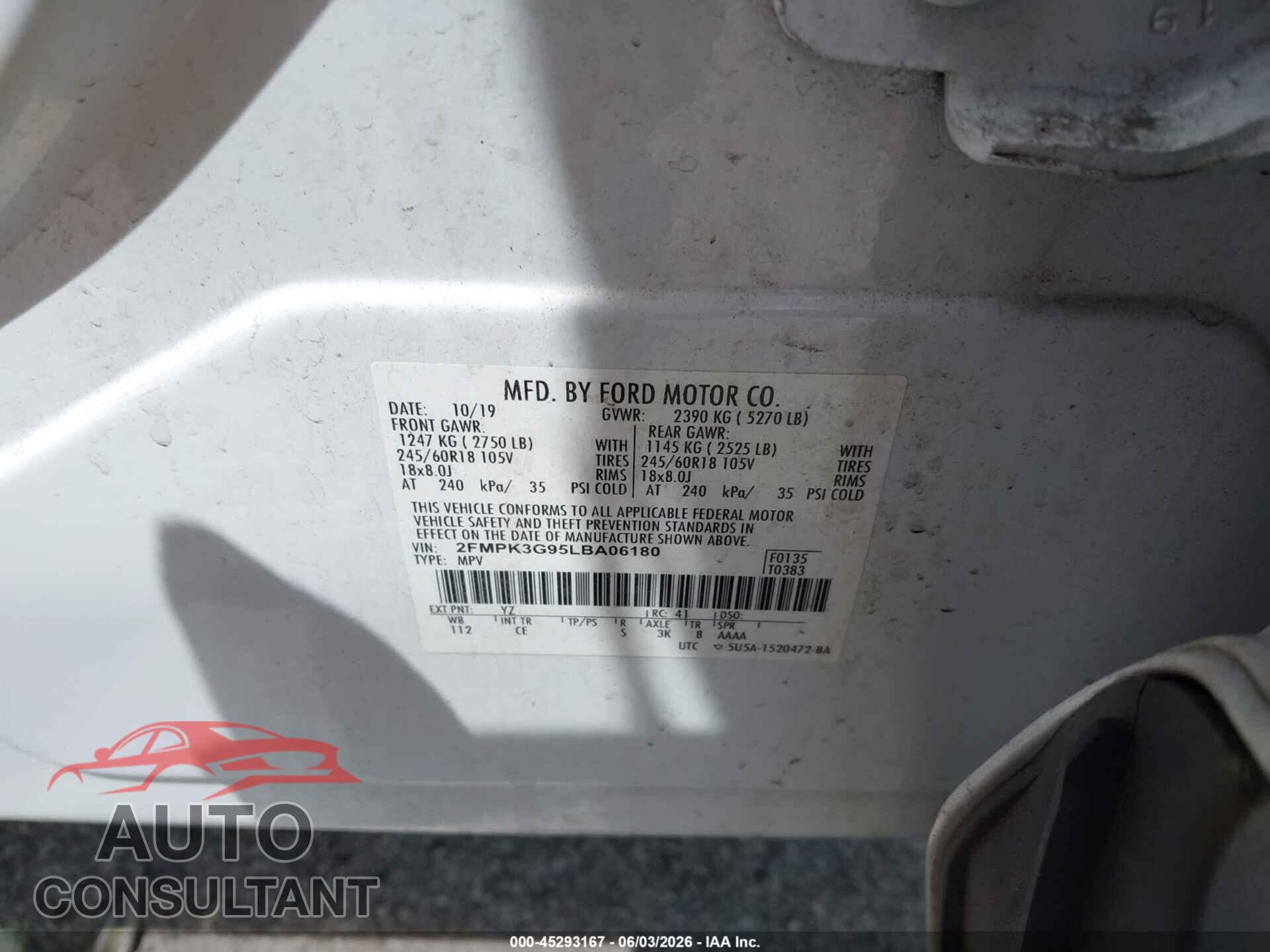 FORD EDGE 2020 - 2FMPK3G95LBA06180