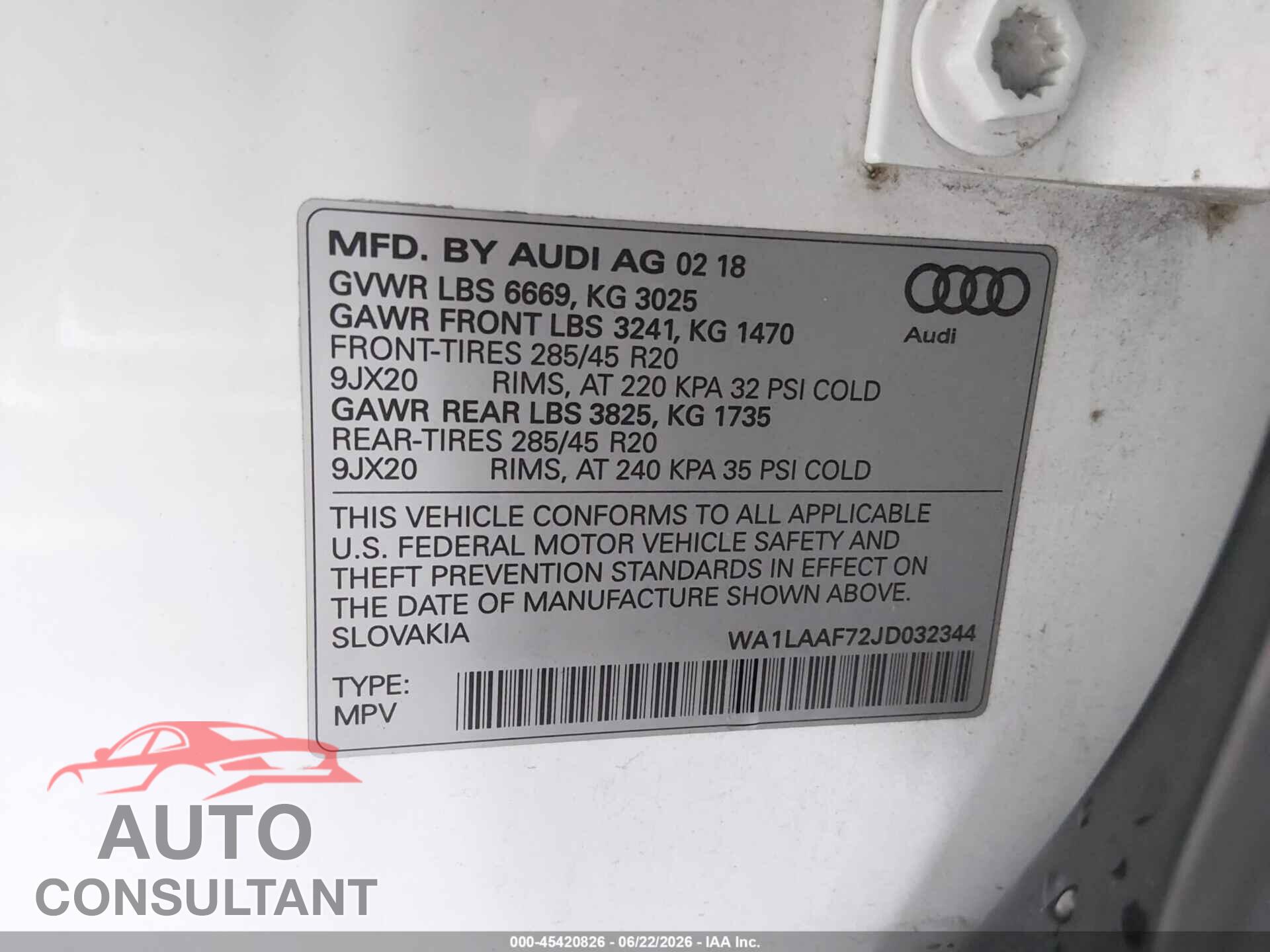 AUDI Q7 2018 - WA1LAAF72JD032344