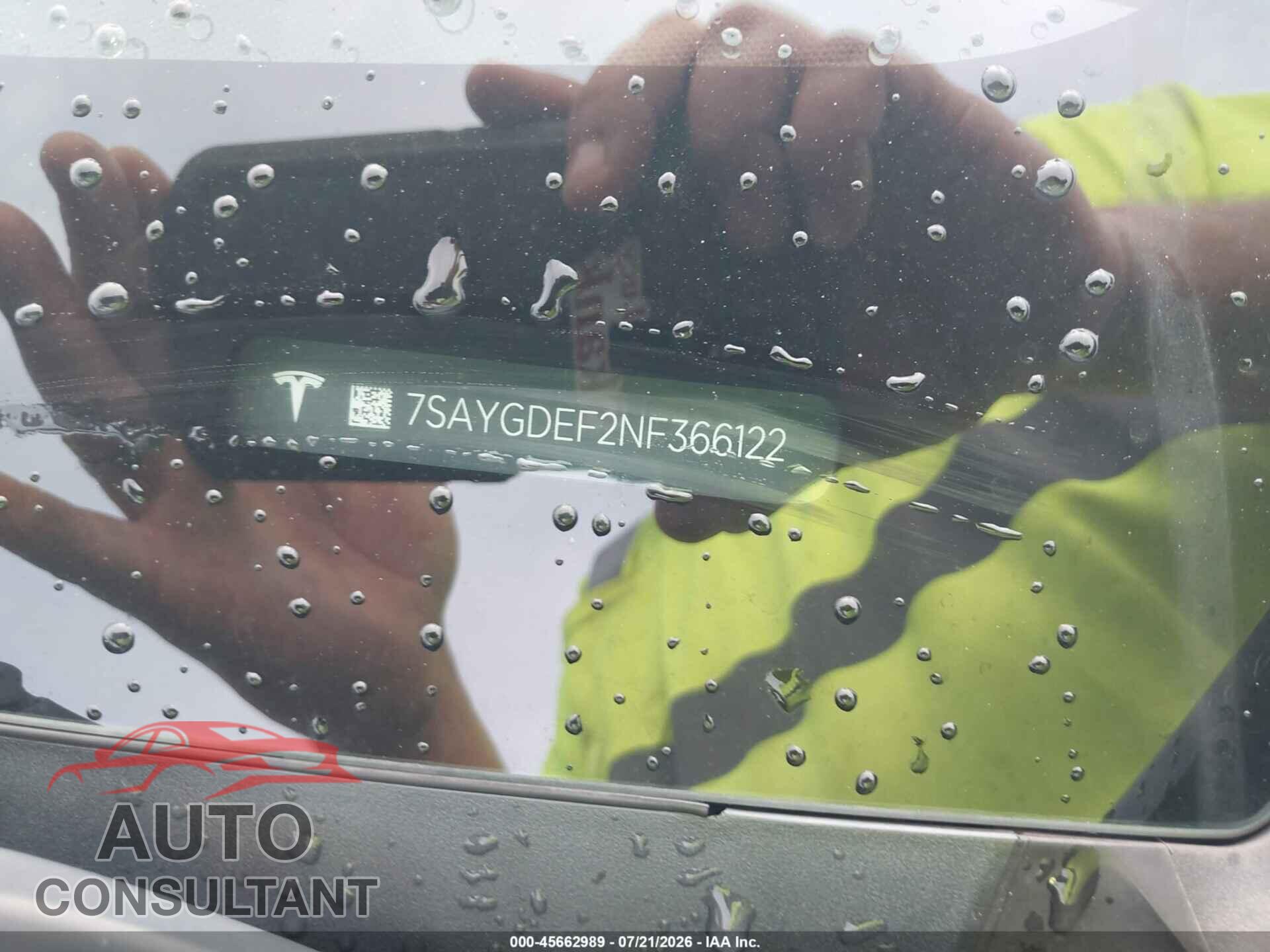TESLA MODEL Y 2022 - 7SAYGDEF2NF366122