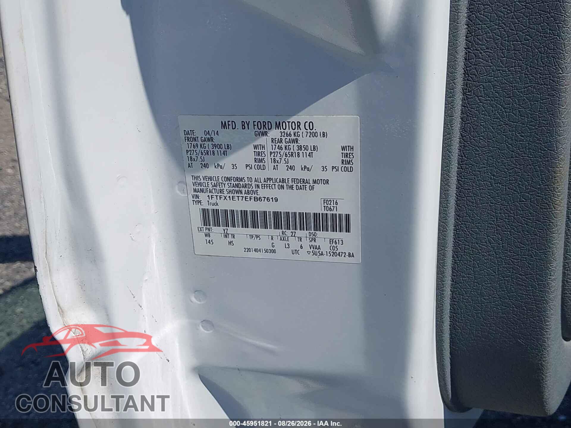 FORD F-150 2014 - 1FTFX1ET7EFB67619