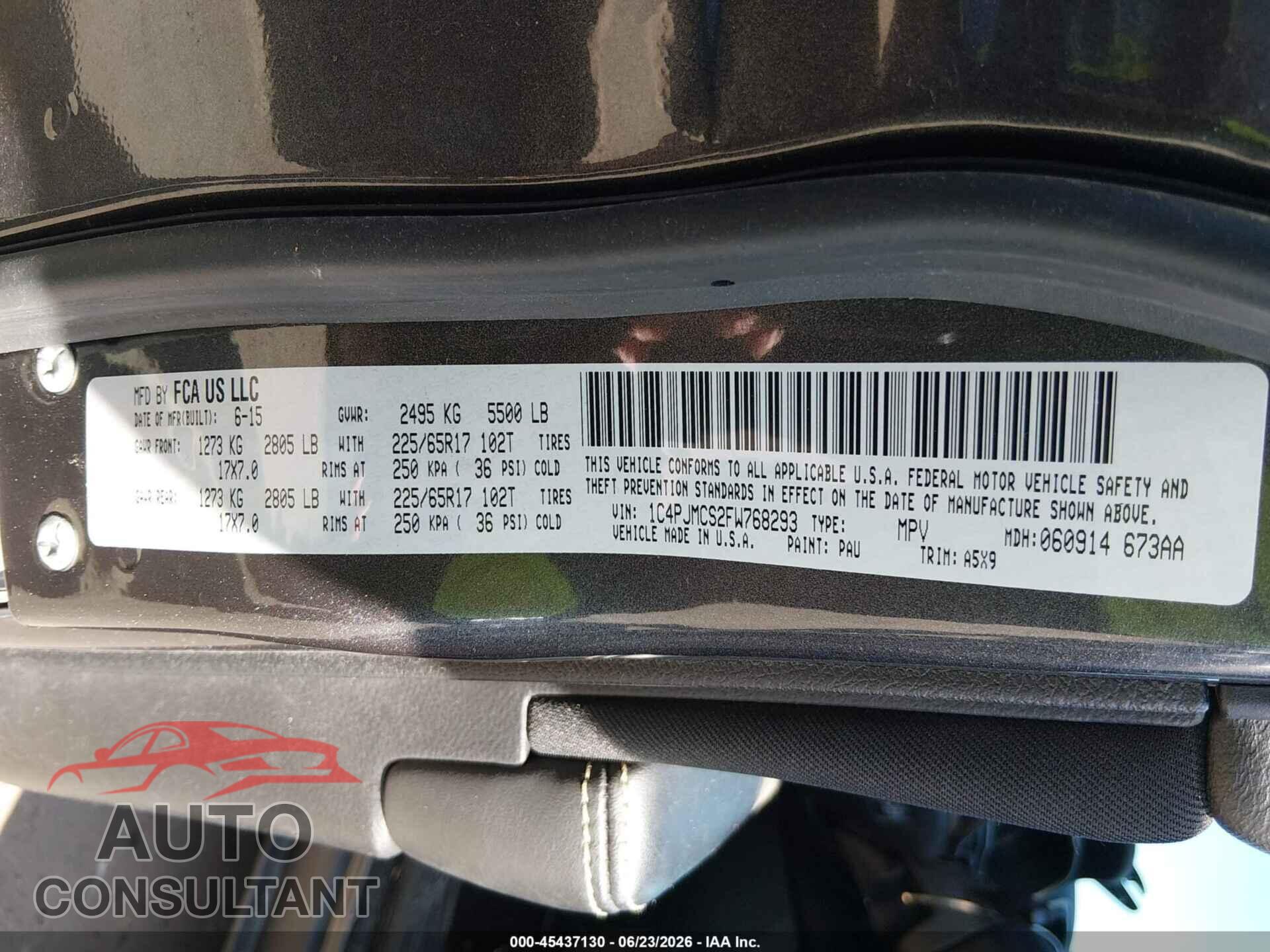 JEEP CHEROKEE 2015 - 1C4PJMCS2FW768293